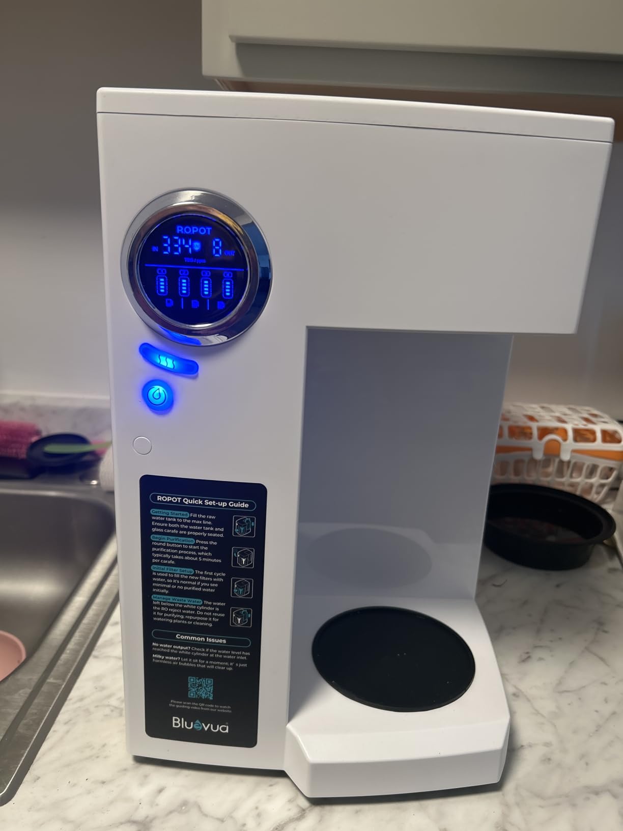 Bluevua RO100ROPOT Countertop Reverse Osmosis Water Filter System, Portable RO Filtration with Remineralization, No Installation, WQA Certified - ROPOT-UV, 6-Stage RO customer photo 1
