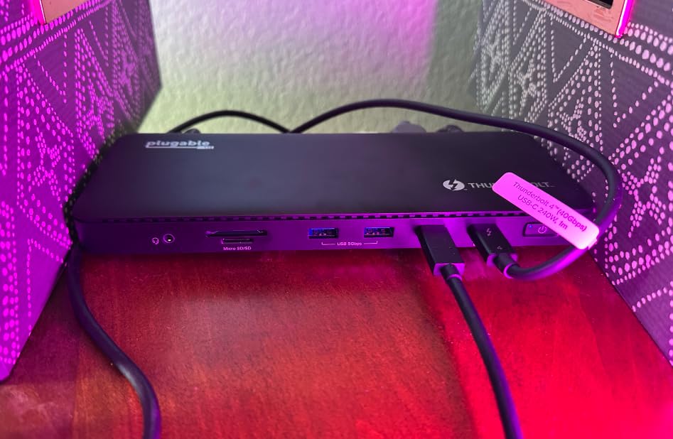 Plugable Thunderbolt 4 Dock with 100W Charging, Thunderbolt Certified, Laptop Docking Station Dual Monitor Single 8K or Dual 4K HDMI for Windows and Mac, 4X USB, Gigabit Ethernet (TBT4-UD5) customer photo 2