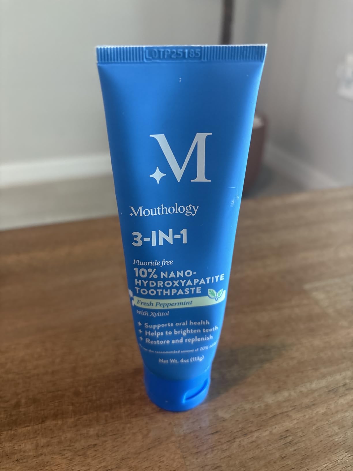 Mouthology 10% Nano Hydroxyapatite Toothpaste Fluoride Free, Whitening, Rod Shaped nHa, Xylitol Toothpaste for Adults, Enamel Care, Sensitive Teeth, SLS Free, Mint 4oz (USA Made) customer photo 1