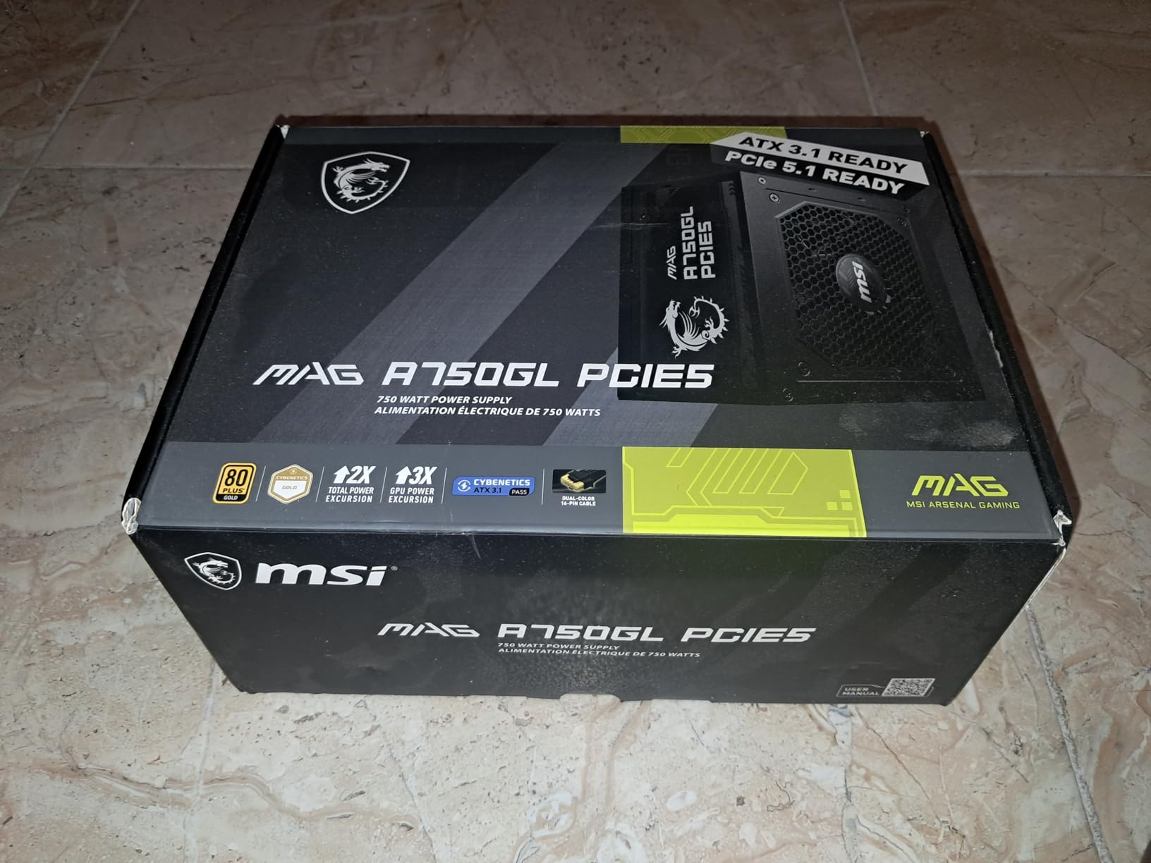 MSI MAG A1000GL PCIE5, Fully Modular Compact Gaming 1000W Power Supply, 80+ Gold, ATX 3.1 & PCIe 5.1 Ready, Native Dual-Color 12V-2x6 Cable, 10 Year Warranty customer photo 2