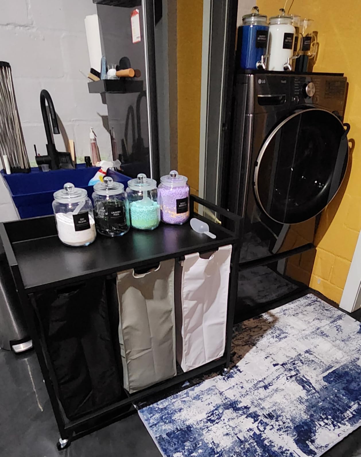 Herture Laundry Hamper with Shelf, Laundry Basket 4 Section, Laundry Sorter with Pull-Out Removable Large 4 Color Bags and Movable Wheels, Metal Frame, 4 x 15.87 Gallons (60L), Rustic Brown PF07XLN customer photo 1