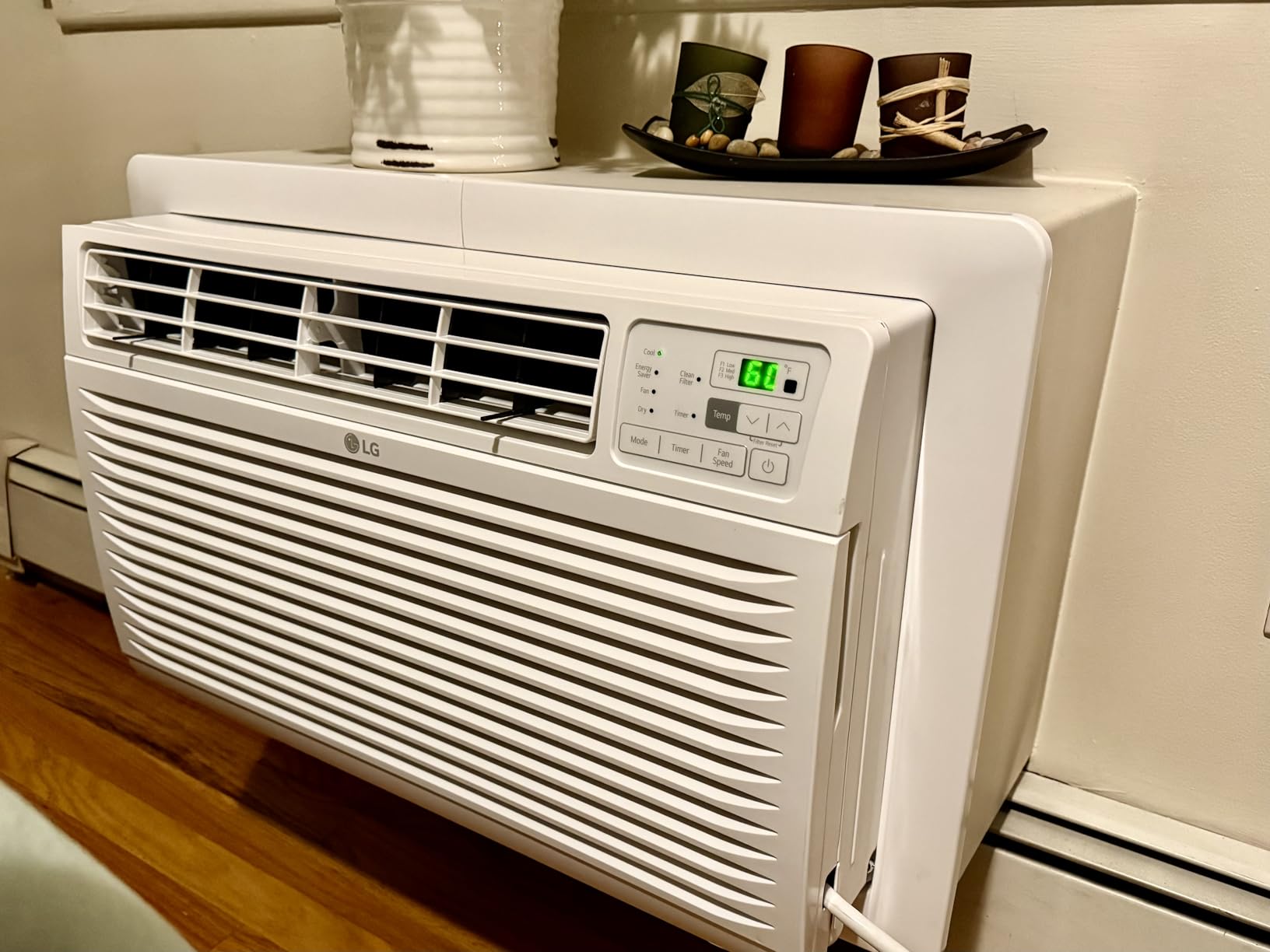 LG 11,800 BTU Through the Wall Air Conditioner, 115V, Cools up to 530 Sq. Ft. for Bedroom, Living Room, Apartment, with Remote, 3 Cool & Fan Speeds, Universal design fits most sleeves, White customer photo 1