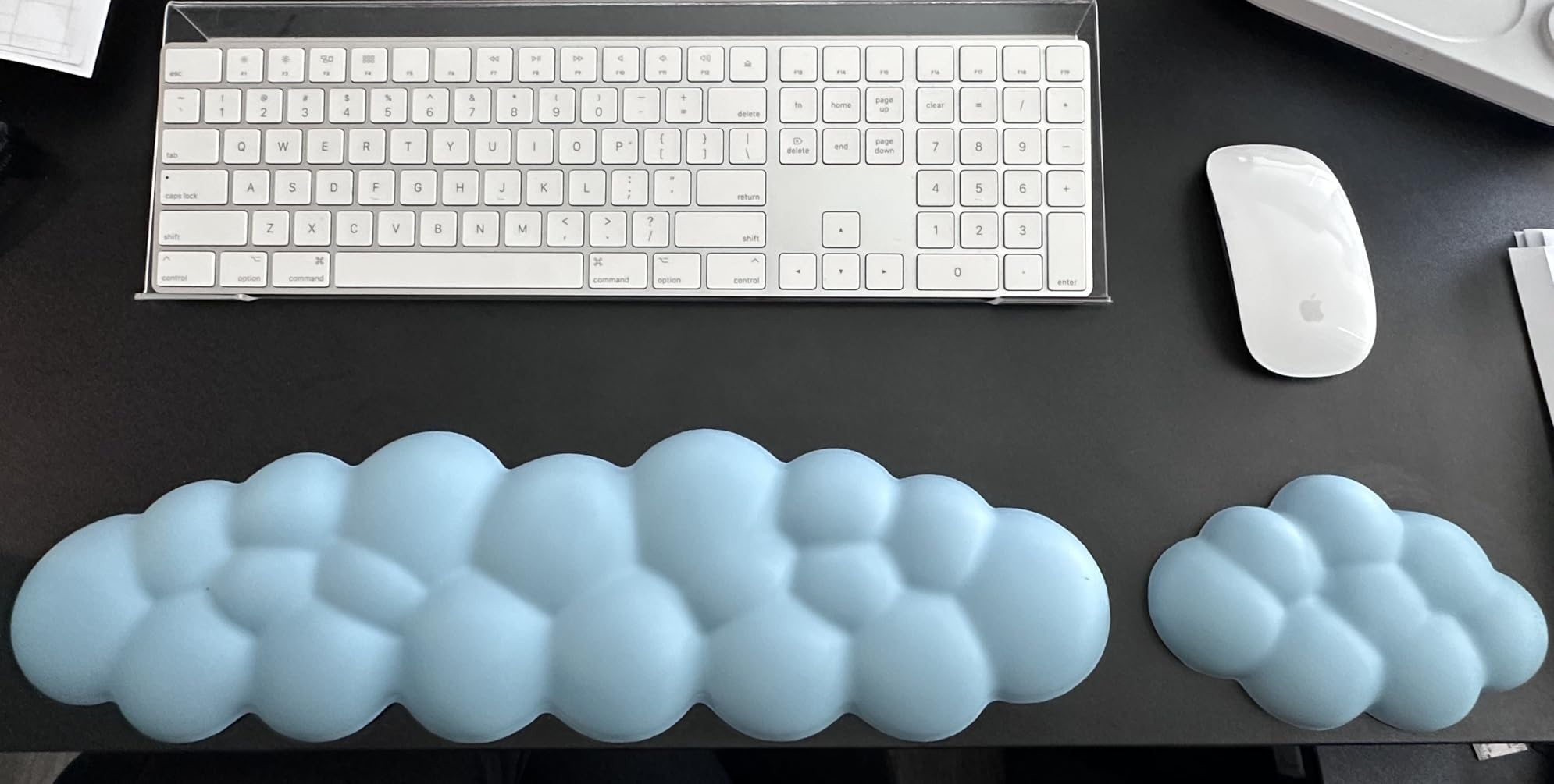 Sushret Cloud Wrist Rest Keyboard, Cloud Keyboard Wrist Pad Set with PU Leather Memory Foam, Cute Arm Rest for Palm Support, PC/Gaming Desk Accessories/Office Setup/Computer Hand Cushion - White customer photo 2