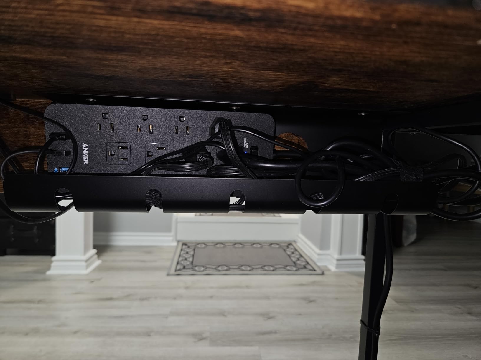 No-Drill Under Desk Cable Management Tray - 2-Pack Wire & Cord Organizer - Standing Desk Cable Management - Power Strip Holder - M customer photo 1