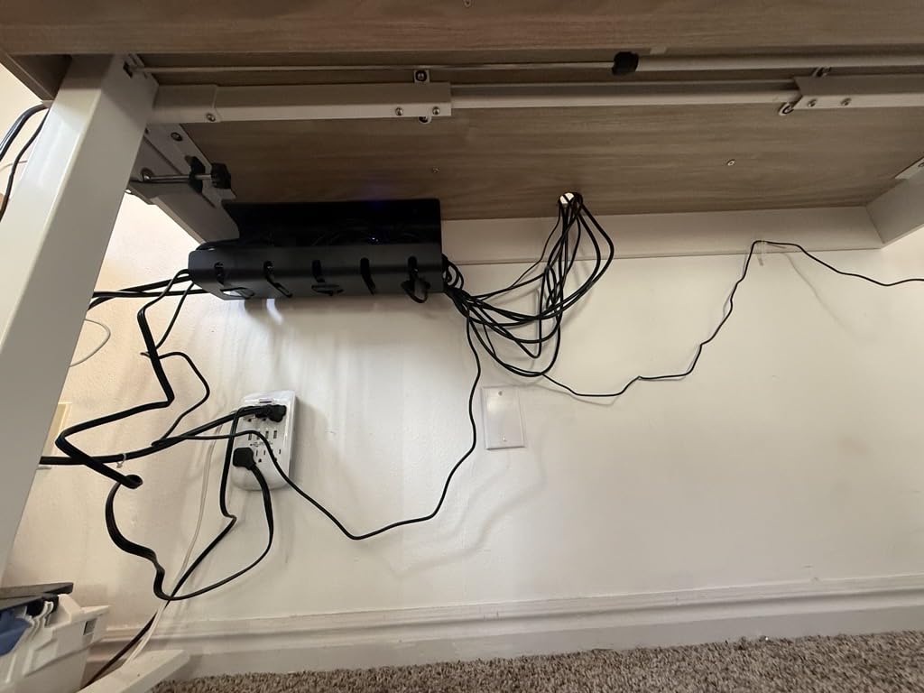 No-Drill Under Desk Cable Management Tray - 2-Pack Wire & Cord Organizer - Standing Desk Cable Management - Power Strip Holder - M customer photo 2