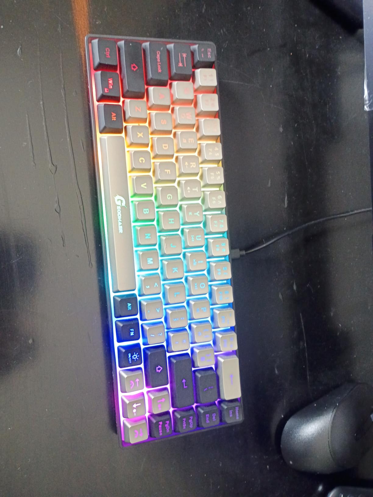 GEODMAER 65% Gaming Keyboard, Wired Backlit Mini Keyboard, Ultra-Compact Anti-Ghosting No-Conflict 68 Keys Membrane Gaming Wired Keyboard for PC Laptop Windows Gamer customer photo 2