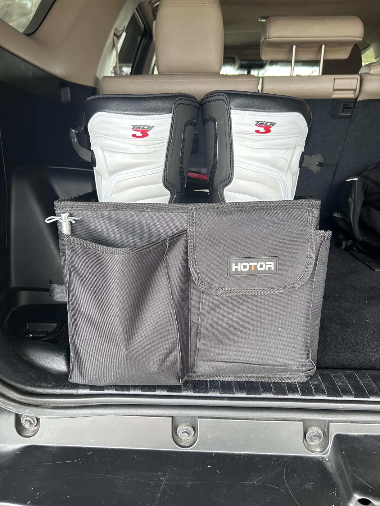 HOTOR Trunk Organizer, Sturdy Foldable with Cooler for Car & SUV, 3 Compartments, Black, 30.90