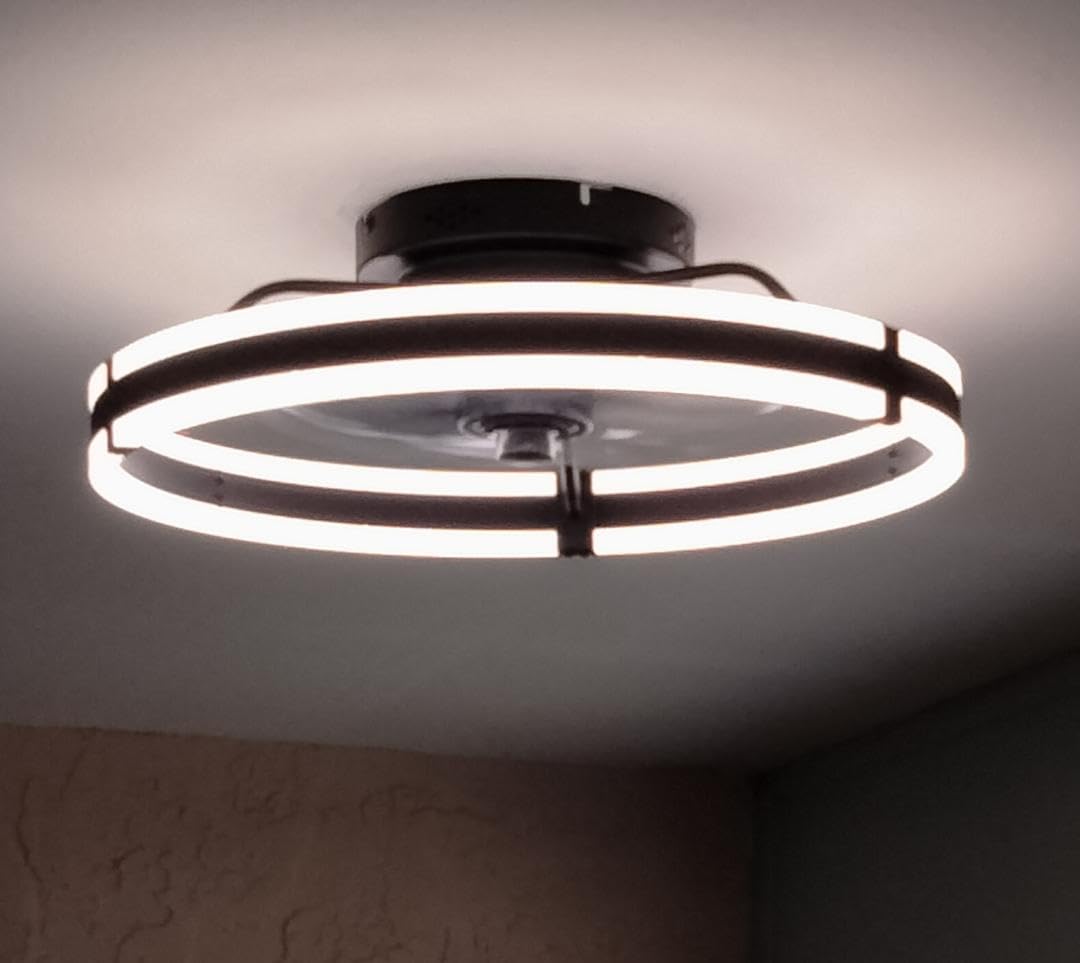 ZMISHIBO Ceiling Fans with Lights and Remote, 19.7'' Low Profile Ceiling Fan, 3000-6000K Dimmable Modern Flush Mount LED Fan Light, 6 Wind Speeds, Black Fandelier Ceiling Fans for Bedroom customer photo 2