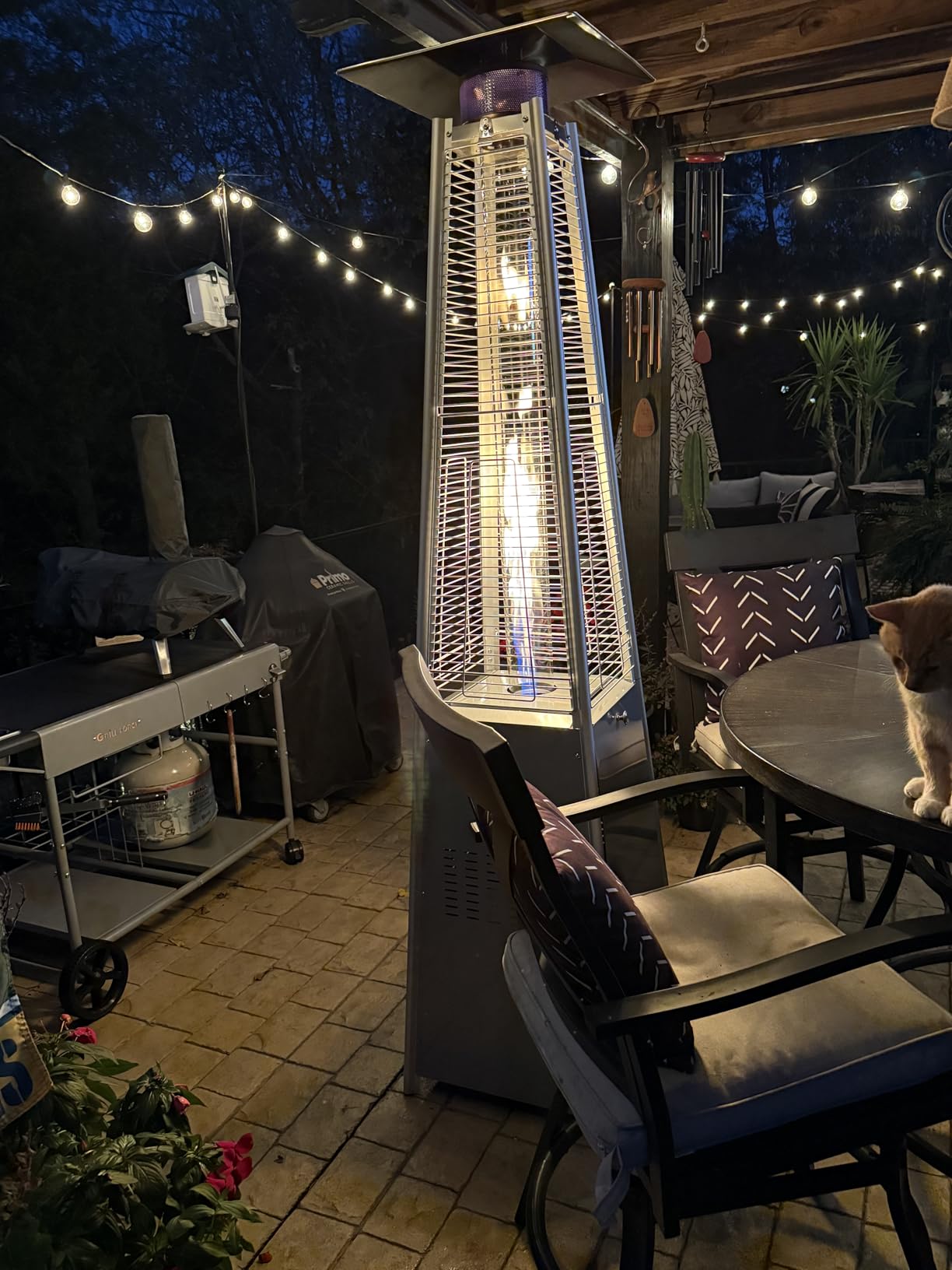 VEVOR Patio Heater for Outdoor Use, 48000BTU Pyramid Propane Heater w/Wheels, Quartz Glass Tube Outdoor Patio Flame Heater for Patio, Party, Backyard, Garden, Decoration, Hammered Bronze customer photo 1