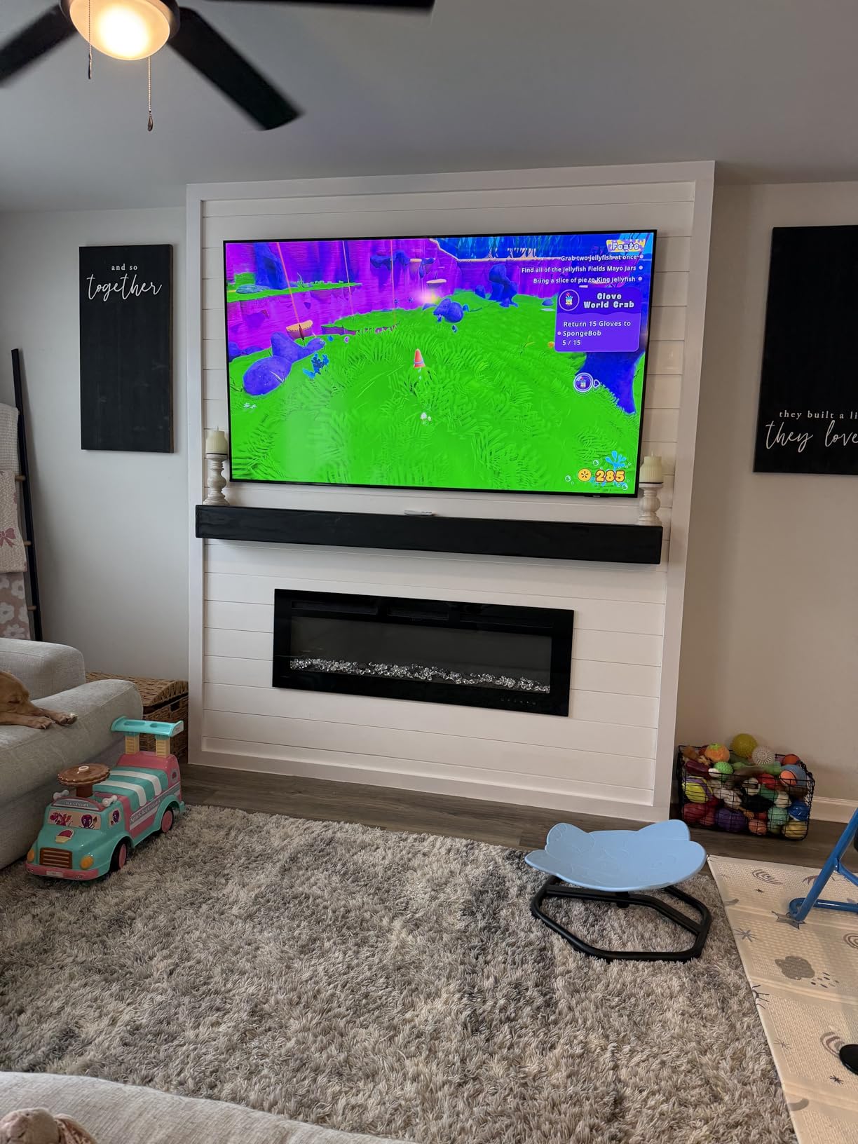 EUHOMY 50 Inch Electric Fireplace Wall Recessed and Wall Mounted with Adjustable Flame Color, Fireplace Heater with Remote Control, Linear Fireplace with Timer, Touch Screen, Log & Crystal, 750/1500W customer photo 1