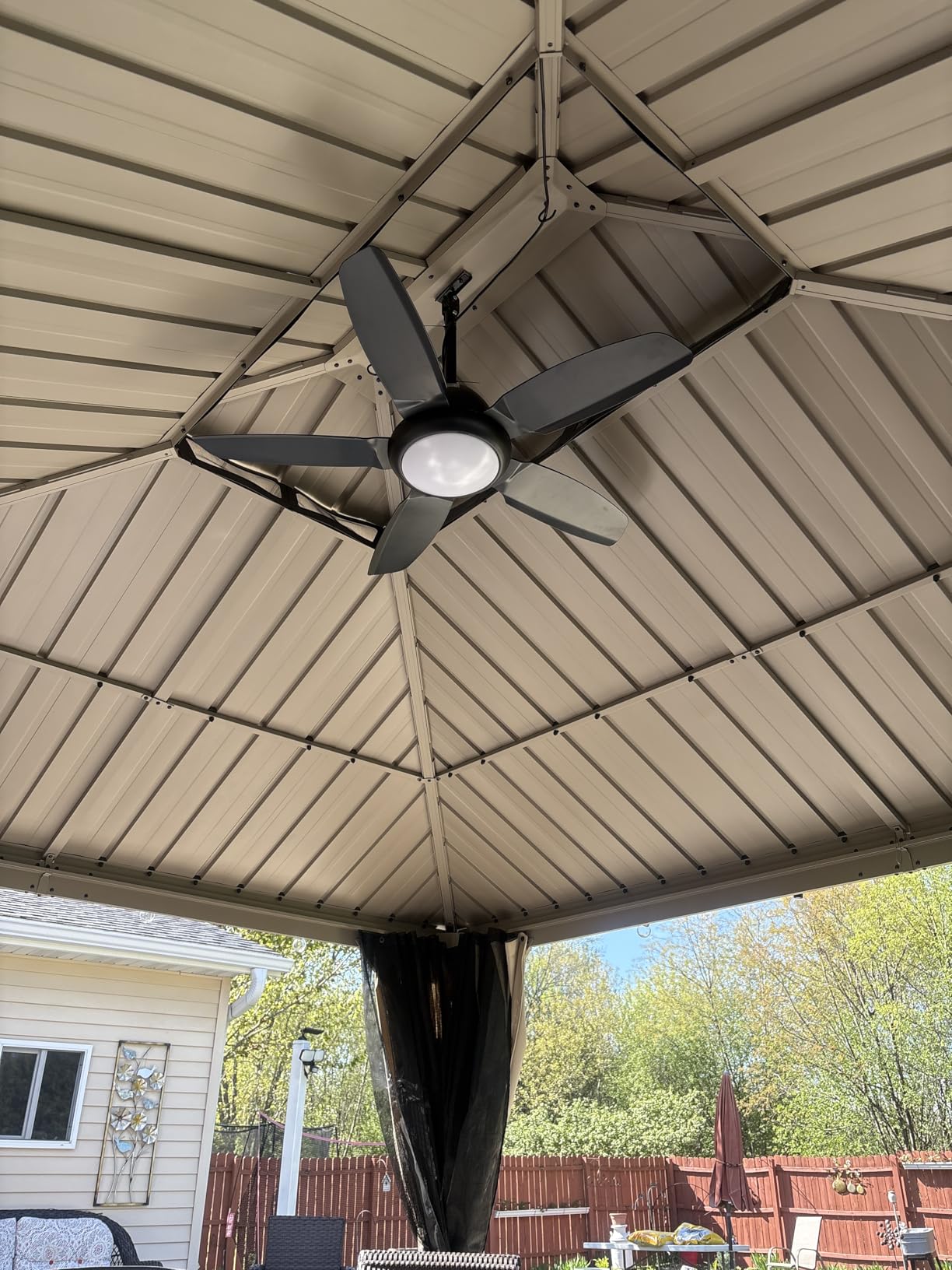 Fanbulous 42 Inch Waterproof Outdoor Ceiling Fan with Lights and Remote,IP65 Hanging Gazebo Fan with 3CCT 6-Speed DC Motor,Black Wet Rated Plug in Ceiling Fan with Cord for Patios Porch Pergola customer photo 2