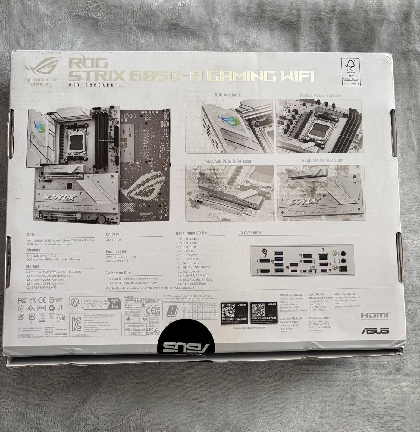 ASUS ROG Strix B850-A Gaming WiFi AMD AM5 B850 ATX Motherboard, 14+2+2 Power Stages, DDR5 AEMP, WiFi 7, 4X M.2, PCIe 5.0 customer photo 2