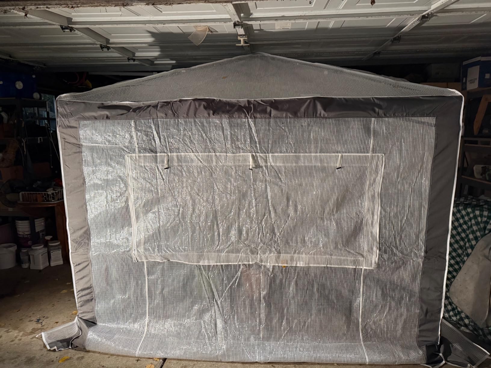 EAGLE PEAK 6x4 Portable Walk in Greenhouse with Polyester Reinforced Corners, Instant Pop up Indoor Outdoor Gardening Green House, Roll Up Zipper Entry Door and Mesh Windows, Green/White customer photo 2