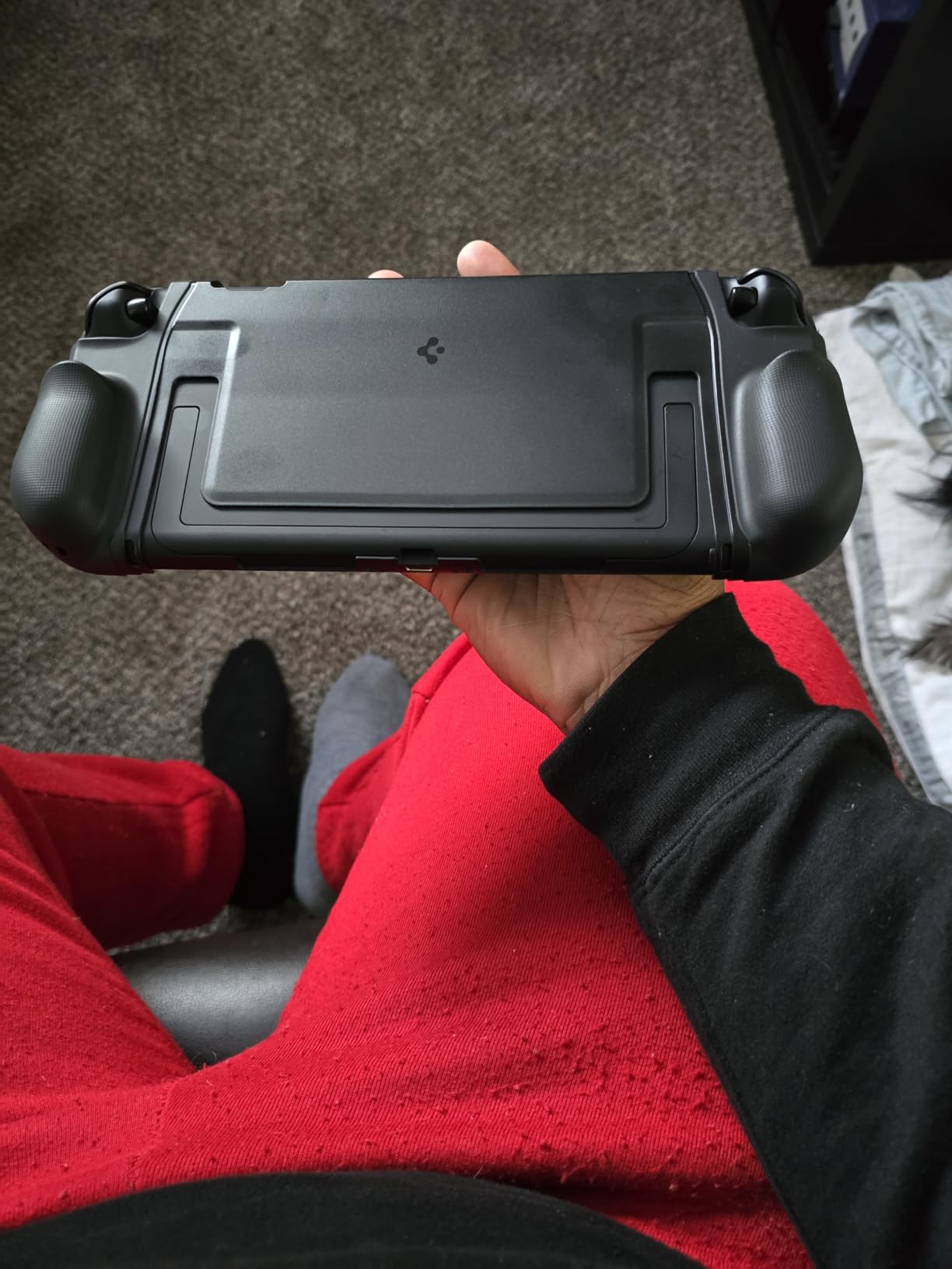 Spigen Dual Grip for Nintendo Switch 2 (2025) Case, PC+TPU Drop Protection, Ergonomic Grip, Dockable, Kickstand Compatible Cover - Black customer photo 1