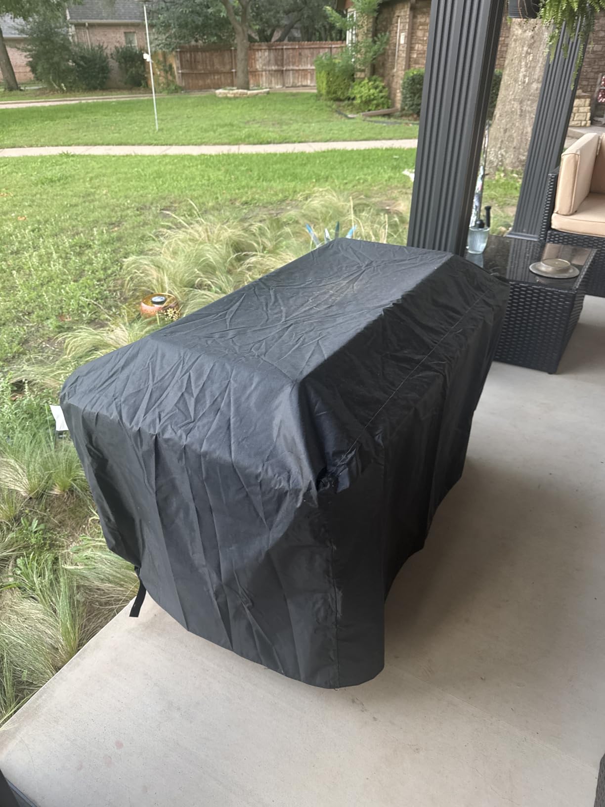 Ciays 43-Inch Rectangular Propane Fire Pit with 60,000 BTU Output, Fire Pit Table Premium Gas for Outside Patio with 304 Stainless Steel H-Burner, Glass Stones, and Wind Guard,Black customer photo 1
