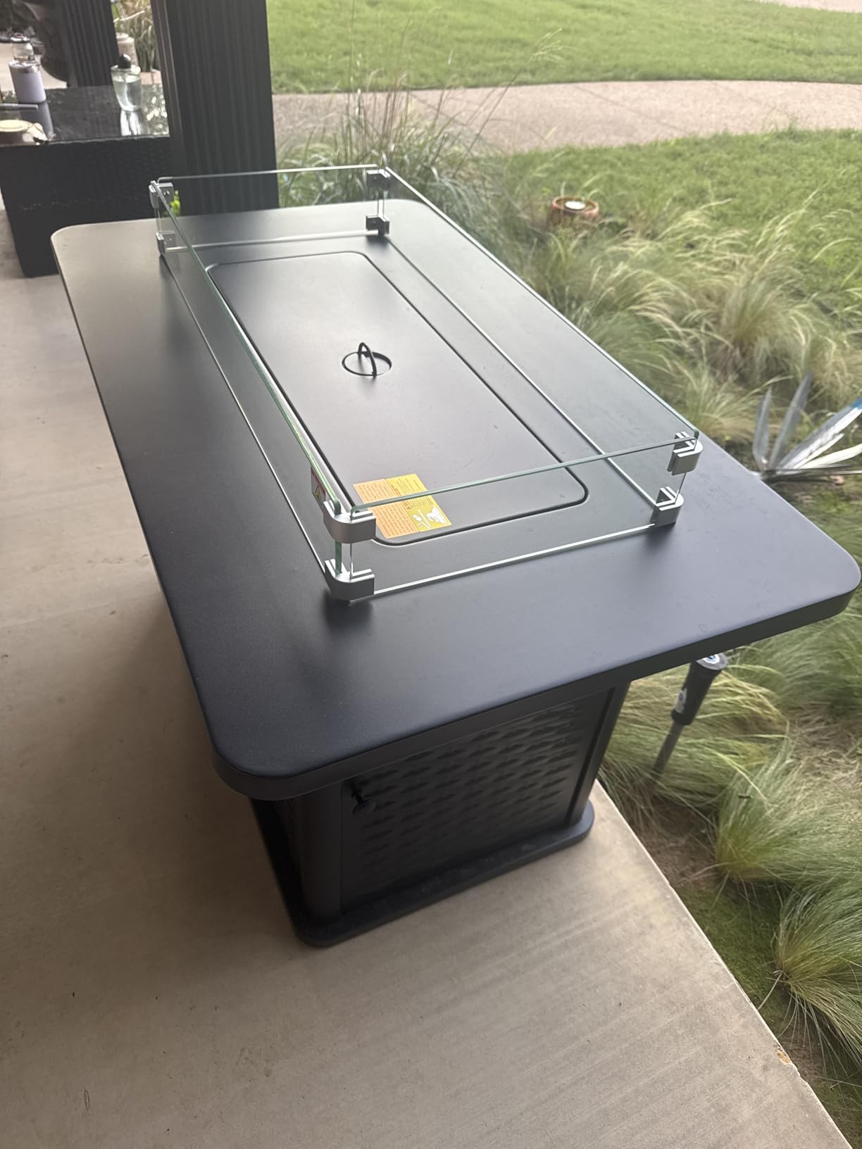 Ciays 43-Inch Rectangular Propane Fire Pit with 60,000 BTU Output, Fire Pit Table Premium Gas for Outside Patio with 304 Stainless Steel H-Burner, Glass Stones, and Wind Guard,Black customer photo 2