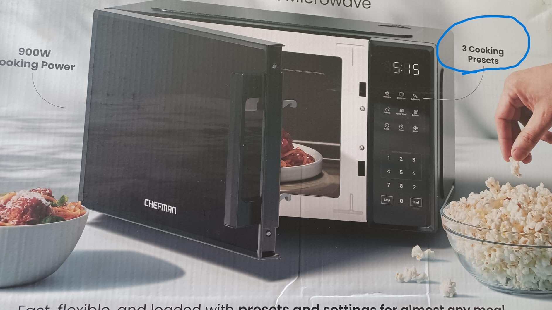 Chefman Countertop Microwave Oven 0.7 Cu. Ft., 700 Watts with 10 Power Levels, 6 Cooking Presets with One-Touch Express Cook, Eco Mode, Child Safety Lock, & Mute Button - Black customer photo 1