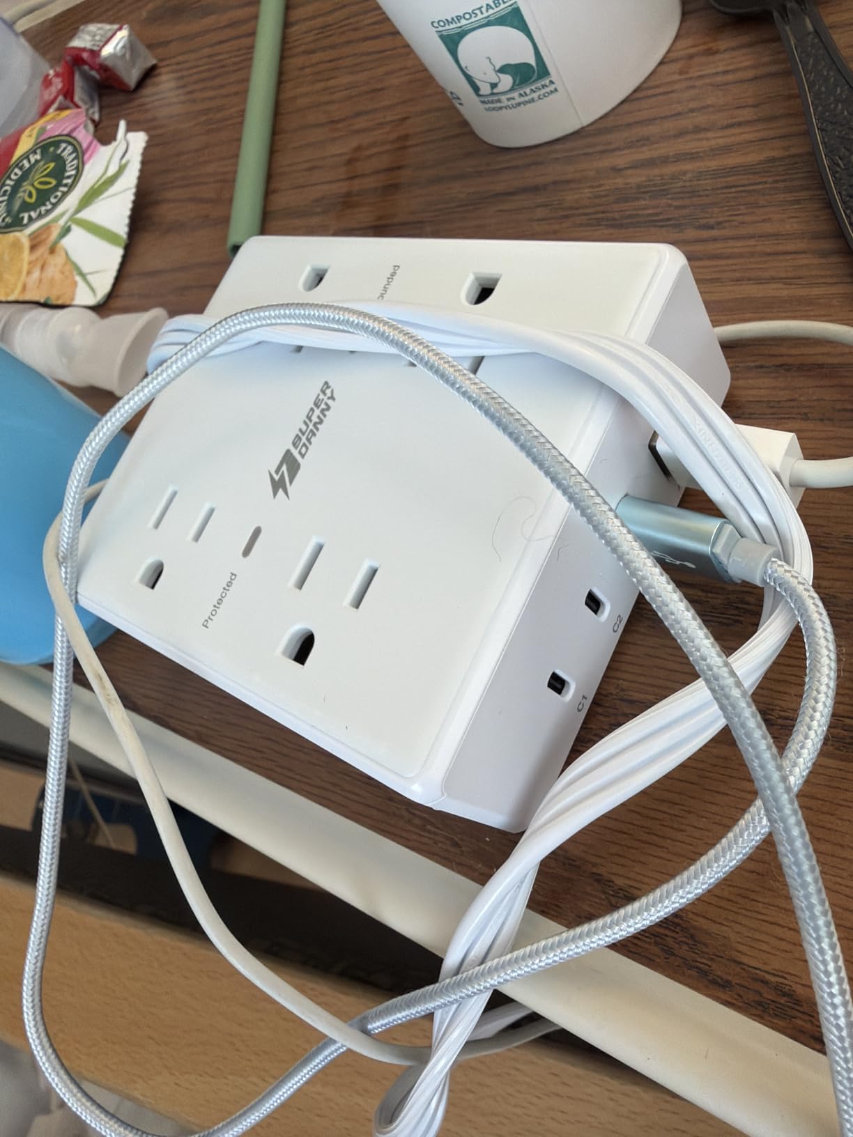 10Ft Extension Cord with Multiple Outlets, Flat Plug Surge Protector Power Strip 10 Ft Long Cord, 8 Outlets & 4 USB Ports (2 USB C), Desk Charging Station for Home Office, College Dorm Room Essentials customer photo 2