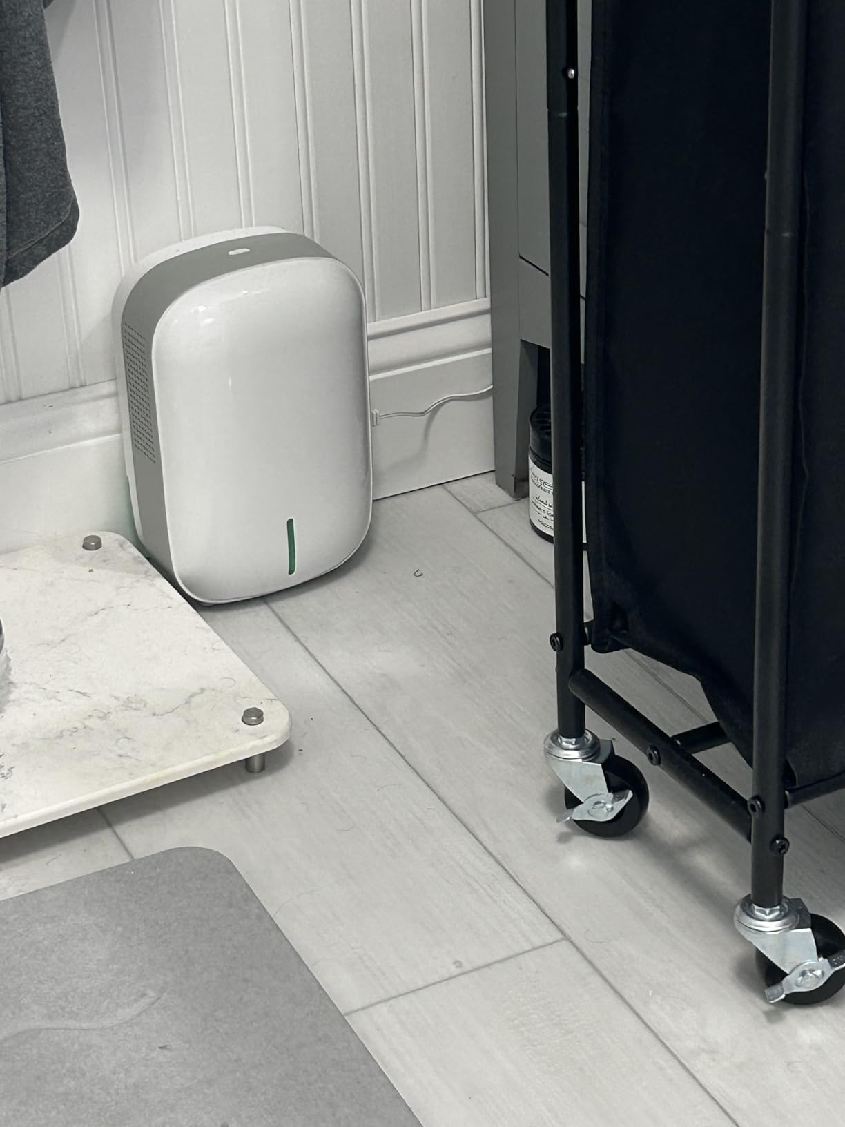 Mini Dehumidifier for Small Bathroom. Quiet. Auto Shut-OFF. Power Off Memory. Electric Dehumidifier for Small Space. Good for Bathroom Basement Bedroom Closet Safe Pantry RV Camper Yacht customer photo 1