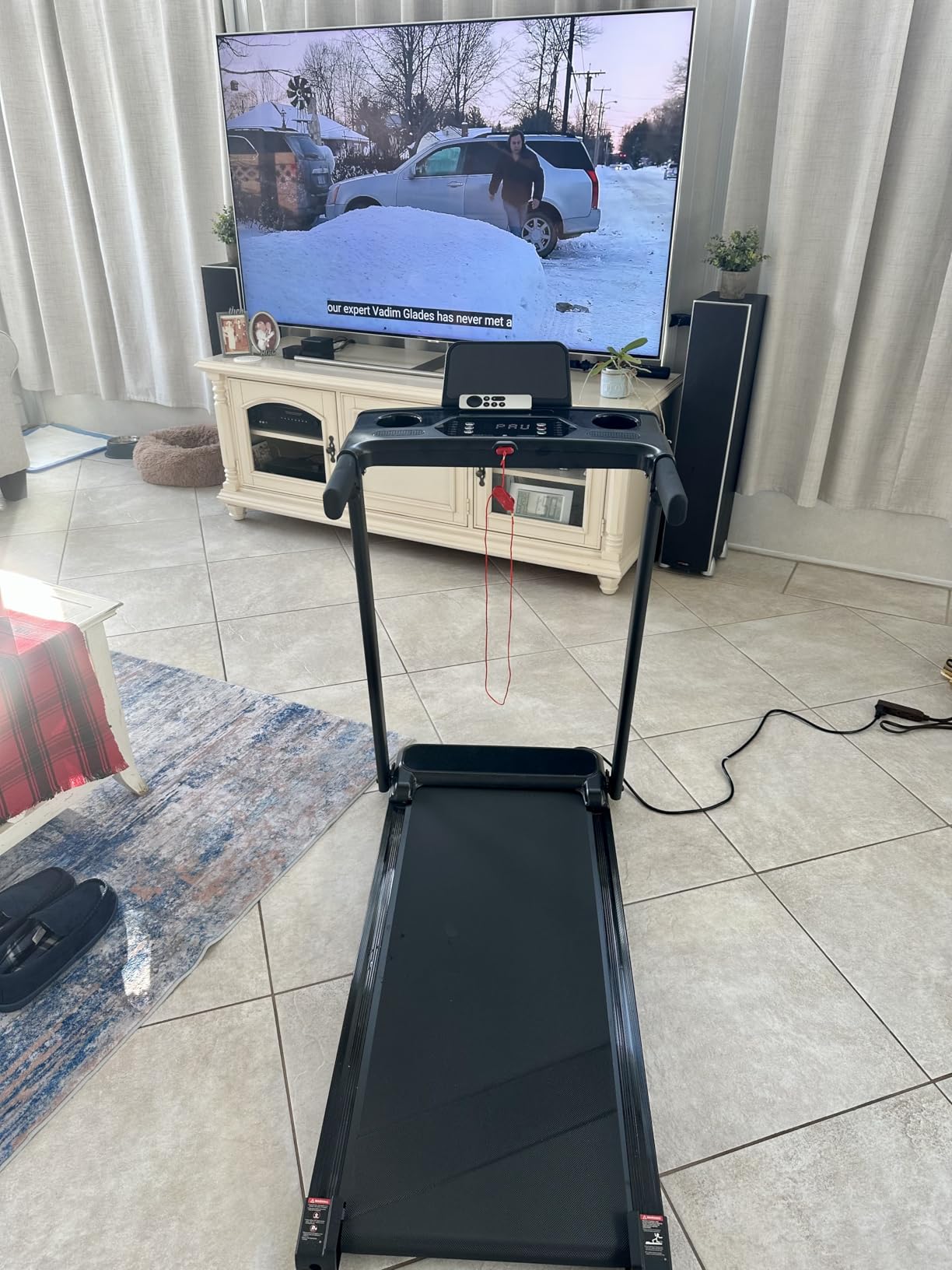 Aiteid Treadmill with Incline,3.0HP Small Treadmills for Home,Portable Electric Treadmill with Handles,Lightweight Walking Pad,Compact Running Treadmills,Walking Pad with Handle,300LBS Capacity(Black) customer photo 2