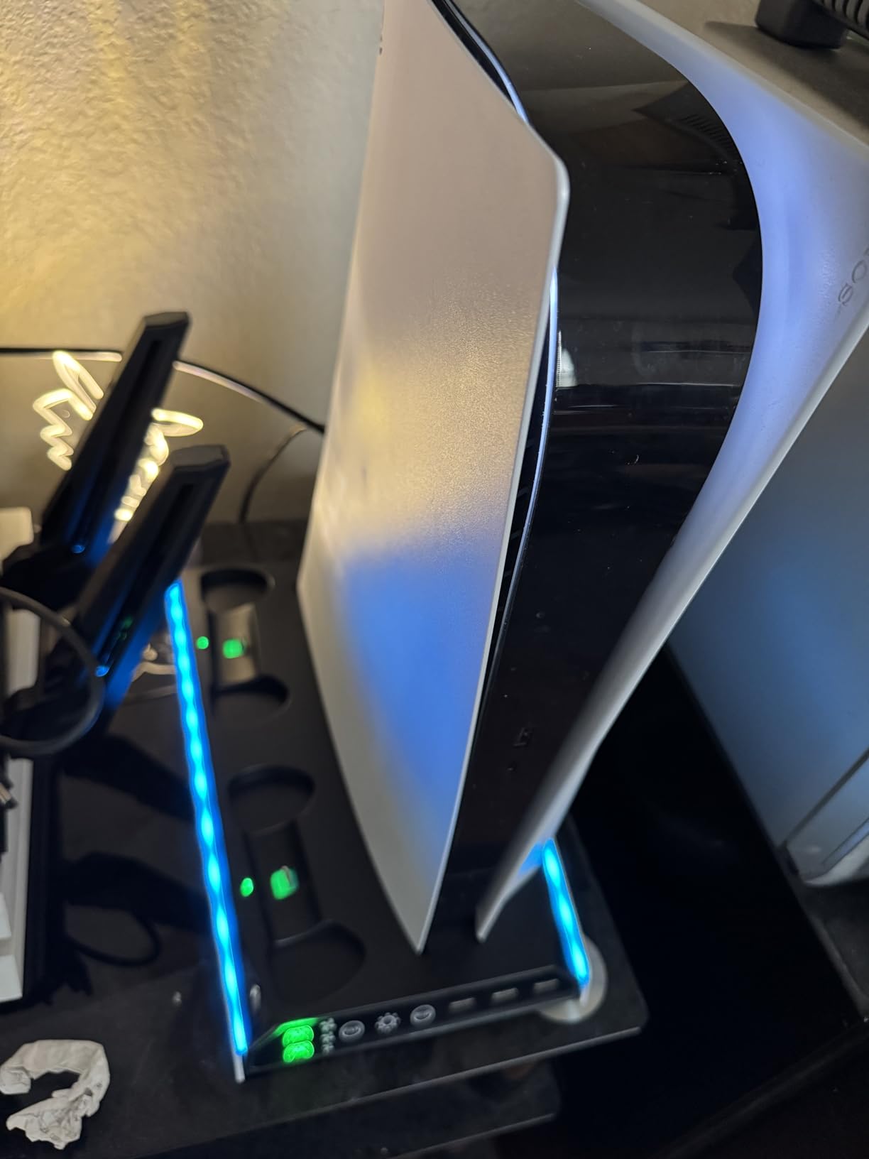 Fenolical PS5/PS5 Slim/Pro Stand with Adjustable Cooling Fan, PS5 Cooling Stand for PS5/PS5 Slim/Pro, PS5 Cooling Station with Dual Controller Chargers and RGB Light Vita Protectors Skins customer photo 2