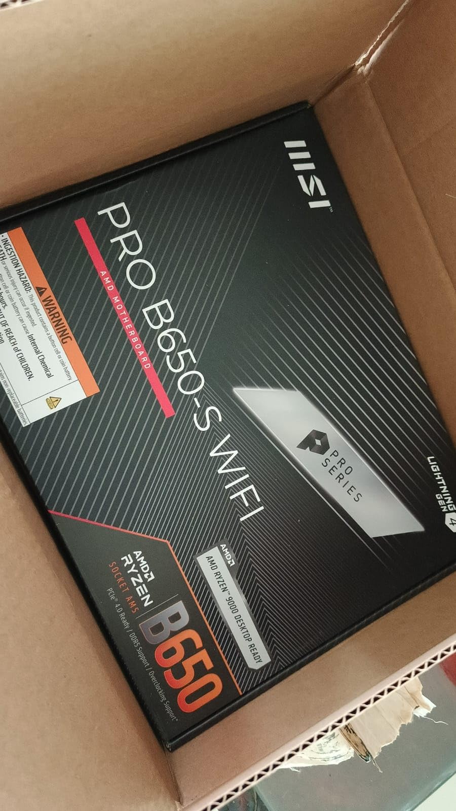 MSI PRO B650-S WiFi V1 Motherboard, ATX - Supports AMD Ryzen 9000/8000 / 7000 Series Processors, AM5 - DDR5 Memory Boost 6000+MHz/OC, 2 x PCIe 4.0 x16, 2 x M.2 Gen4, Wi-Fi 6E customer photo 2
