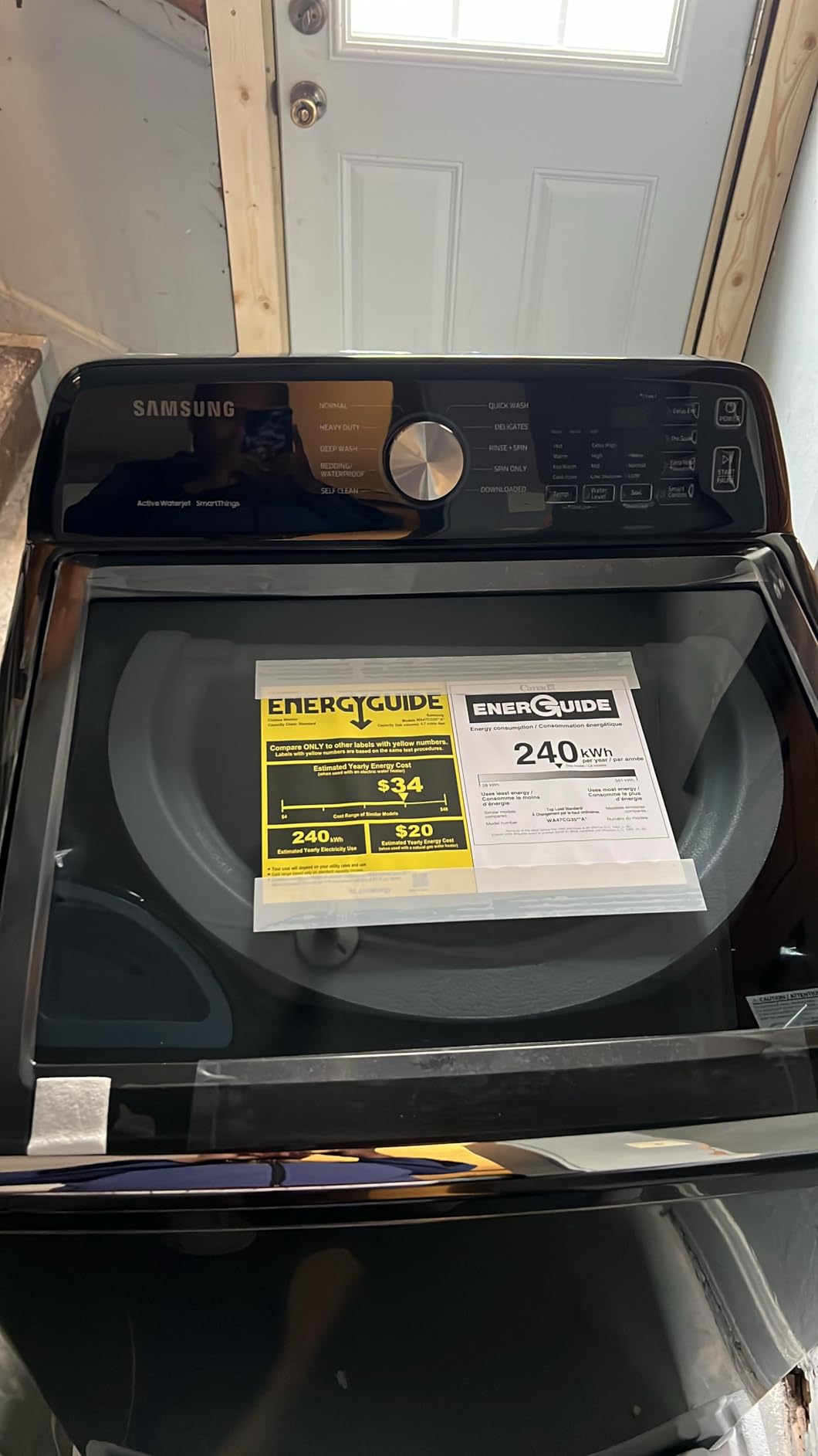 Samsung Smart 4.7 Cu Ft Top Load Washer & 7.4 Cu Ft Electric Dryer, Sensor Stops Overdrying, Low Vibration Quiet Wash, WaterJet w/Power Cords, Hoses, Vent Duct, 1 Year CPS Protection Bundle (White) customer photo 2