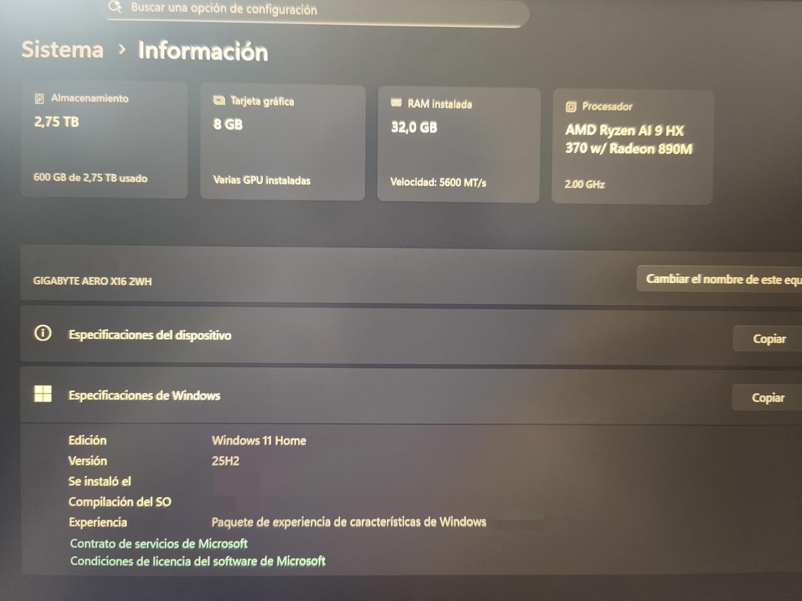Gigabyte AERO X16 Copilot+ PC - 165Hz 2560x1600 WQXGA - NVIDIA GeForce RTX 5070 - AMD Ryzen AI 9 HX 370 - 1TB SSD with 32GB DDR5 RAM - Windows 11 Home - Space Gray customer photo 2
