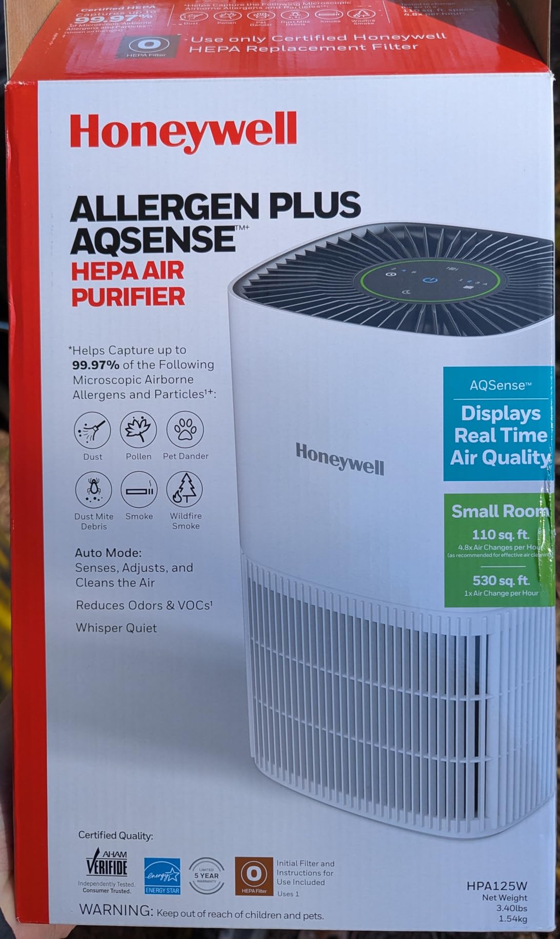 Allergen Plus Compact HEPA Small Room Air Purifiers for Home, Up to 530 Ft² Coverage, 3-in-1 Filter, Pet Dander, Smoke & Odor Reducer Air Quality Sensor with Auto Mode, Black, HPA125B customer photo 2