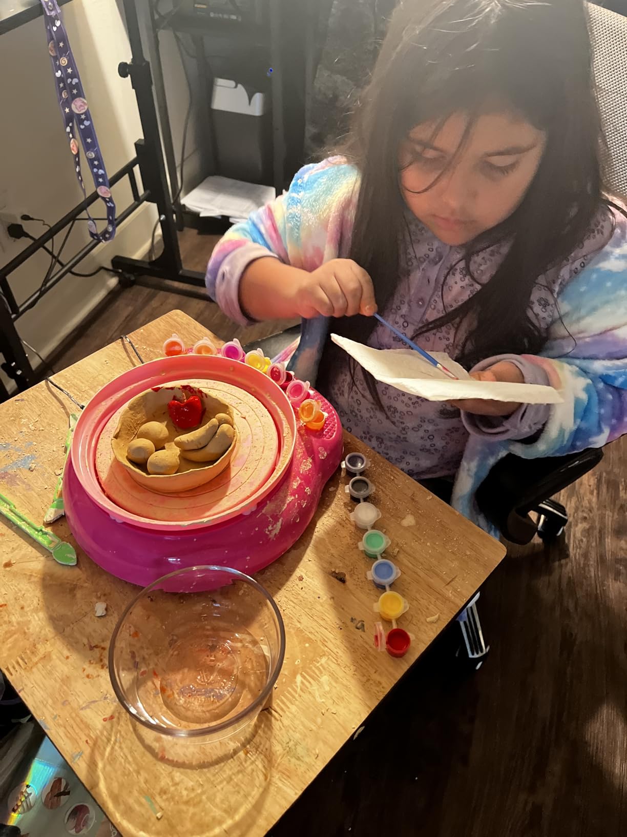 Pottery Wheel for Kids with Complete Clay Kit, Beginner Pottery Painting Set with Air Dry Clay,12 Paints,Sculpting Tools,Apron and Guide,Arts and Crafts Christmas Birthday Gift for Girls Boys Ages 6-12 customer photo 1