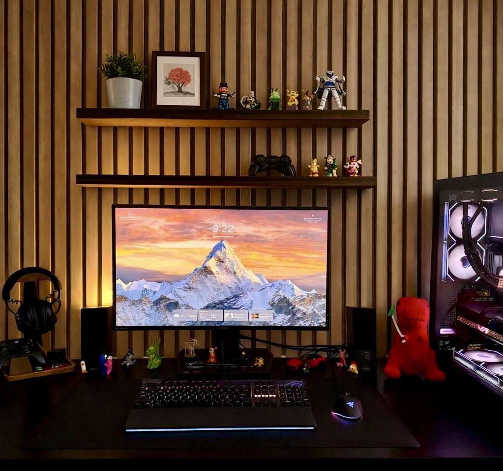 UPERGO Headset Stand with Gaming Controller Holder, Walnut Wood Headphone Stand with Storage Base, Gaming Equipment Accessories for Desk customer photo 1