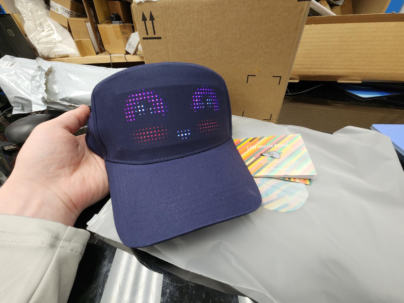 LED Programmable Baseball Cap with Bluetooth Customizable Scrolling Message Text Animation Pattern Light Up Hat customer photo 1