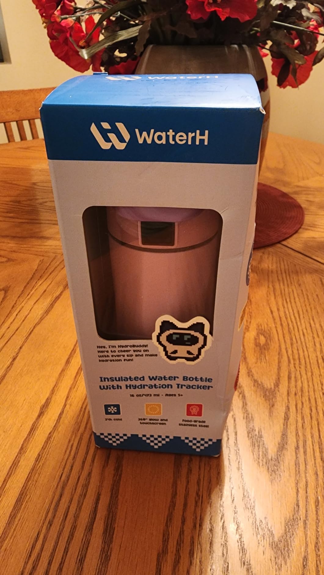 WATERH BOOST Kids Smart Water Bottle with Reminder & Tracker, 16oz | BPA-Free, Vacuum Insulated Stainless Steel, 24H Cold & 12H Hot, DIY Fridge Magnets, Rubber Base, Ideal for Travel & Camping customer photo 1
