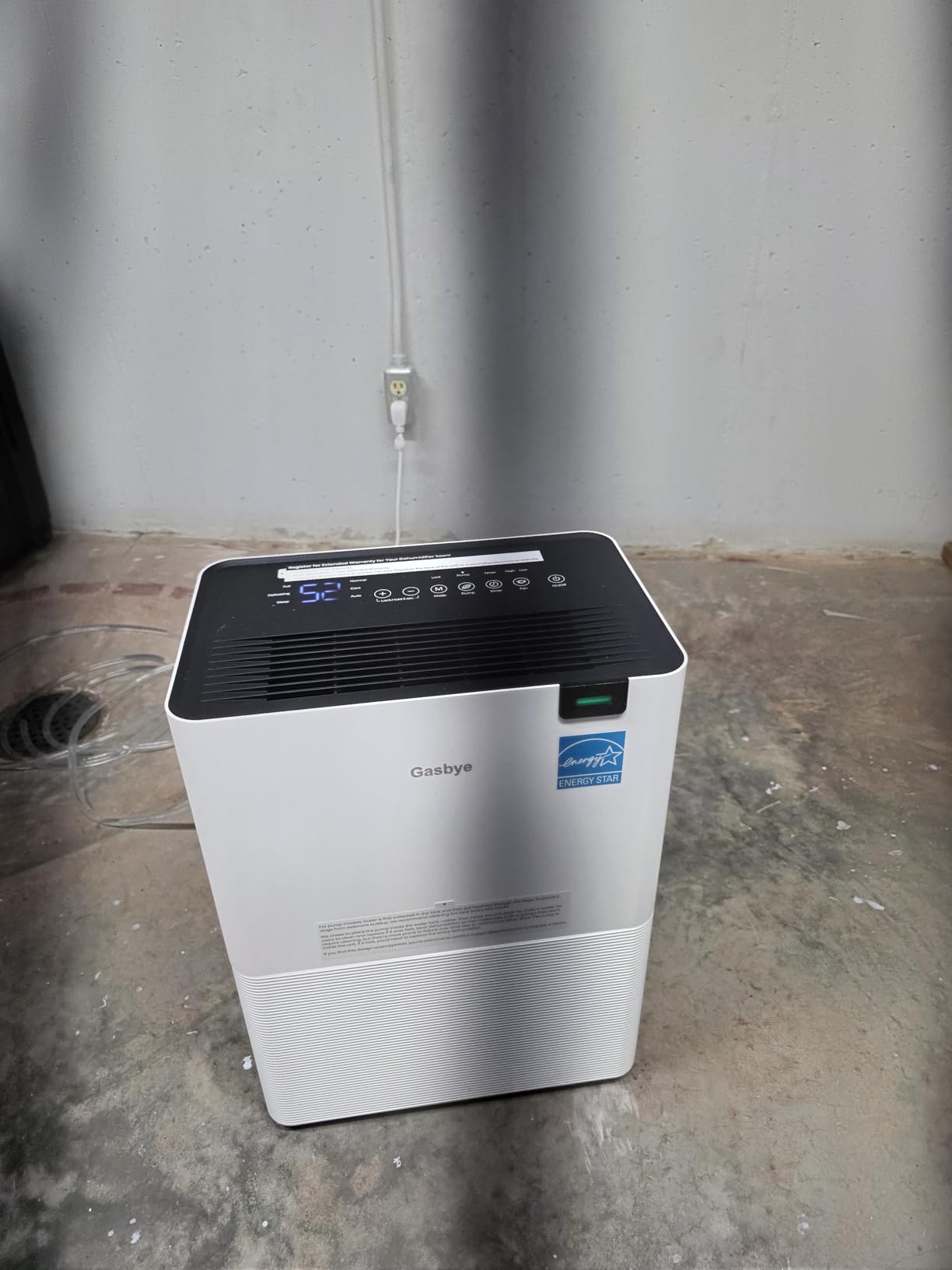 Gasbye Energy Star 2026 Dehumidifier with [Replaceable Pump] for Basement - [44dB Quiet, Easy to Clean & Clog-Free], Max 75 Pints/Day, 16.5ft Drain Hose, Auto Shut-Off, Auto Restart, White customer photo 1