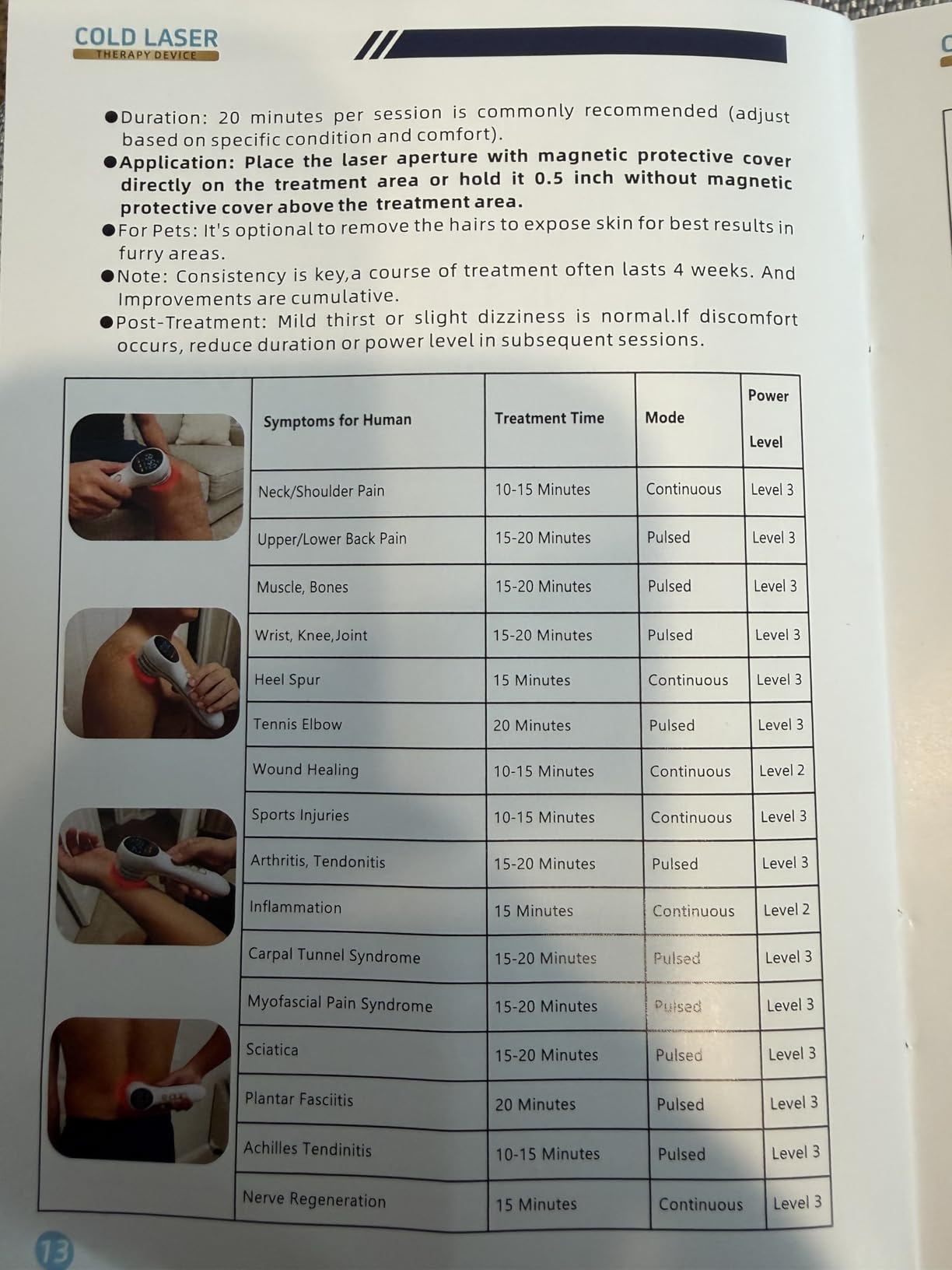 7000mAh Cold Laser Therapy Device for Pain Relief, Red Light Therapy with Pulse Mode, 3 Levels Power, 60mins Timer, Human Pets Dogs Treatment for Joint Would Healing, 4x980nm + 5x808nm + 16x650nm customer photo 2