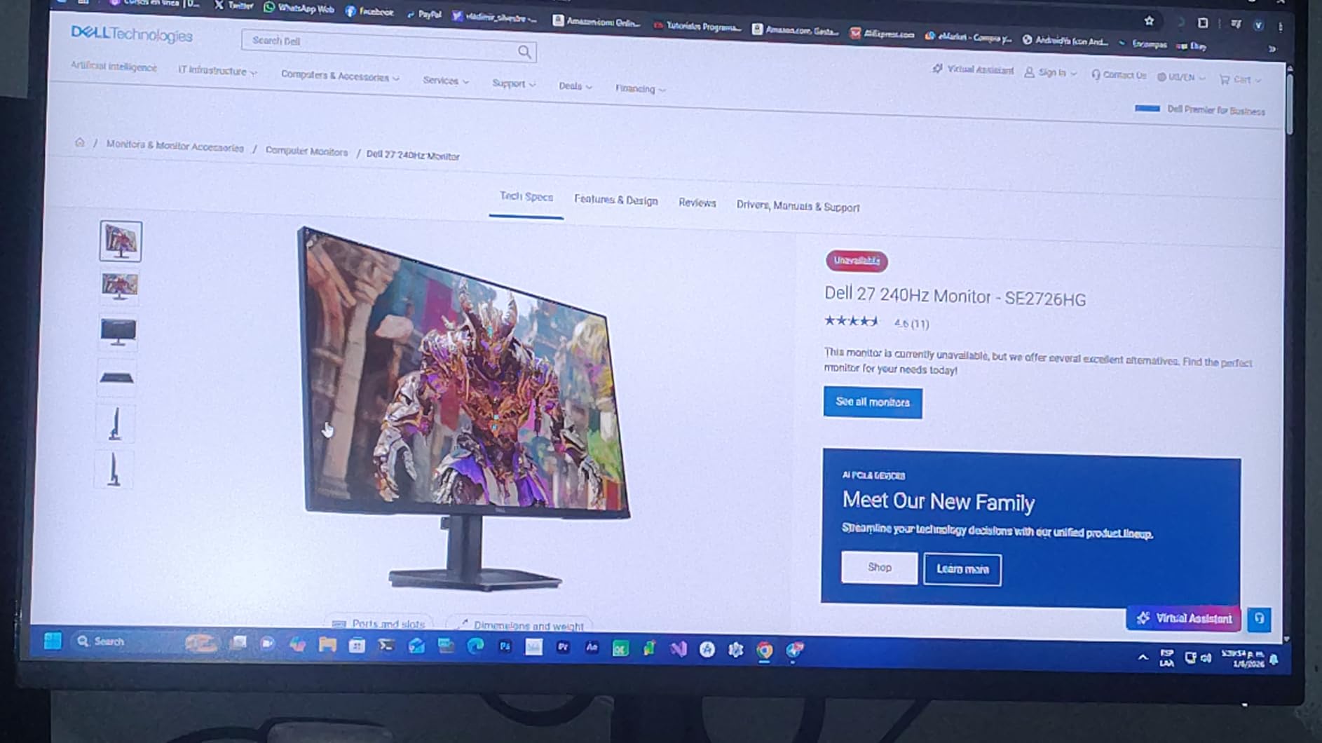 Dell 24 240Hz Gaming Monitor - SE2426HG - 23.8-inch FHD (1920x1080) 240Hz Display, IPS Technology, AMD FreeSync Premium, 2X HDMI, DisplayPort 1.4, Tilt customer photo 2
