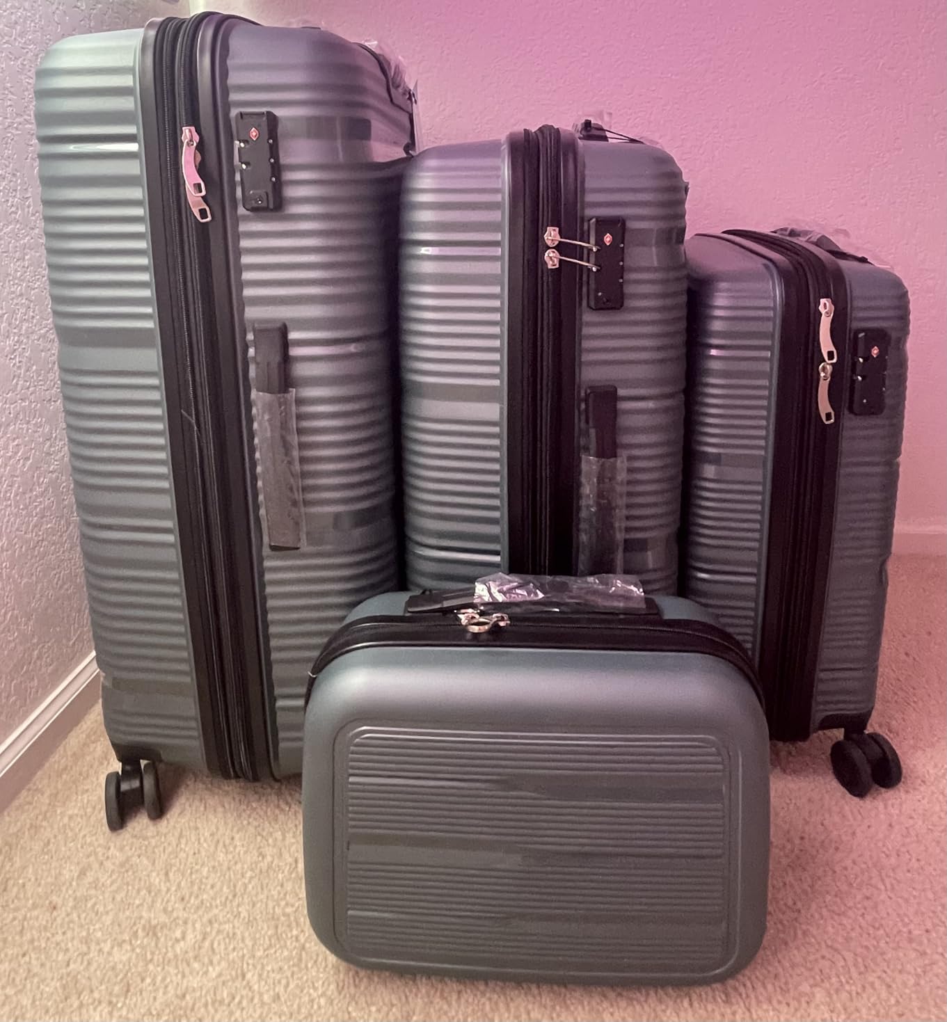 Rosamo 4 Piece PP Hardside Expandable Luggage Set - Lightweight 29/25/21/16 Inch Spinner Suitcase with TSA Lock & Telescoping Handle, Durable Travel Luggage customer photo 2