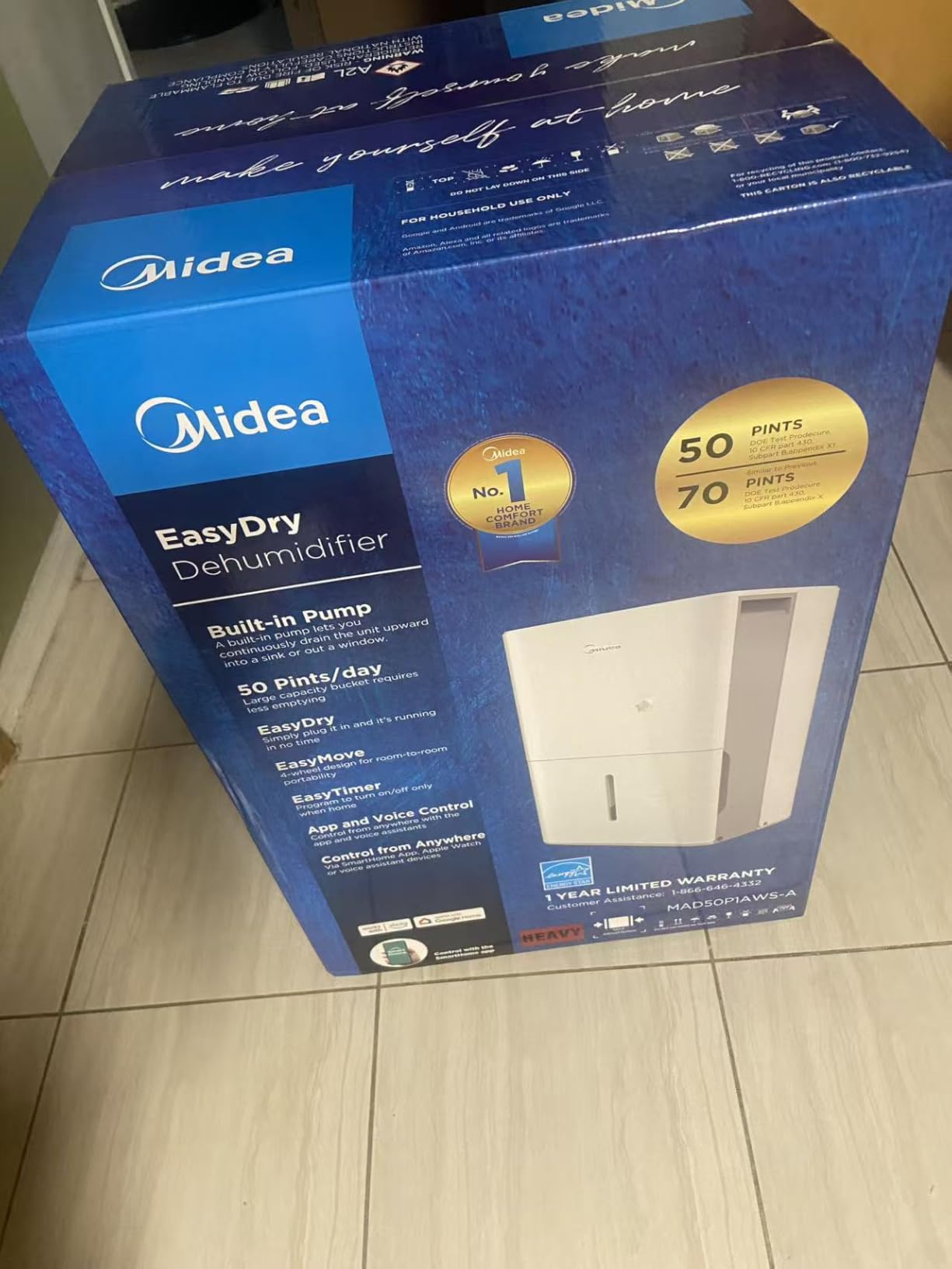 Midea 4,500 Sq. Ft. Dehumidifier With Pump Included, 50 Pint - Ideal For Basements, Large & Medium Sized Rooms, And Bathrooms (White) customer photo 2