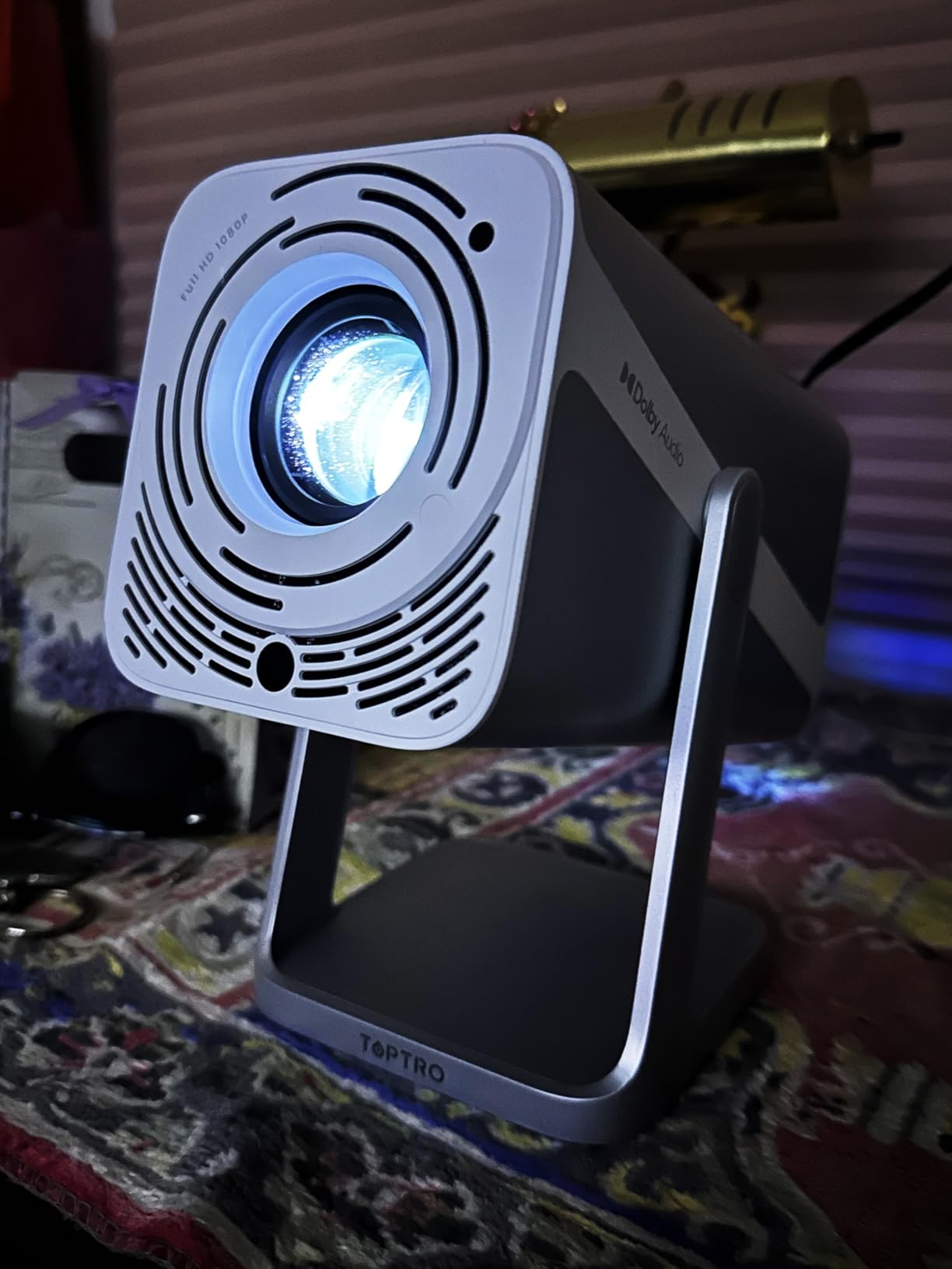 Smart Projector [Built-in Apps/4K Support/2026 Upgraded] with WiFi and Bluetooth, Native 1080P Outdoor Movie Projector, Auto Focus, Dolby Audio, TOPTRO Mini Portable Proyector w/ YouTube/Prime Video customer photo 2