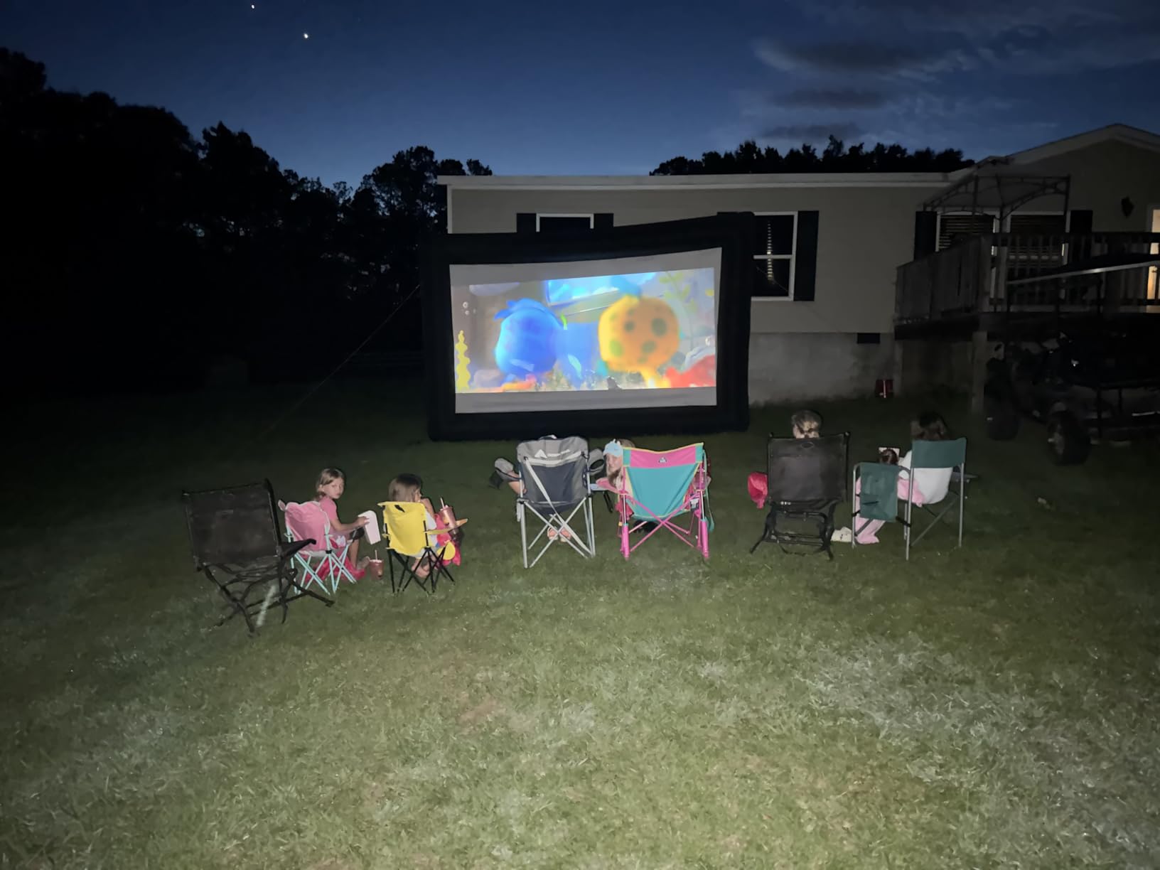 Smart Projector [Built in Google TV and 4K Support] with WiFi and Bluetooth, 2500ANSI, Auto Lens Cap, Portable Outdoor Movie Projector with Built-in Apps Auto Focus for Ceiling/Home Theater/Bedroom customer photo 1
