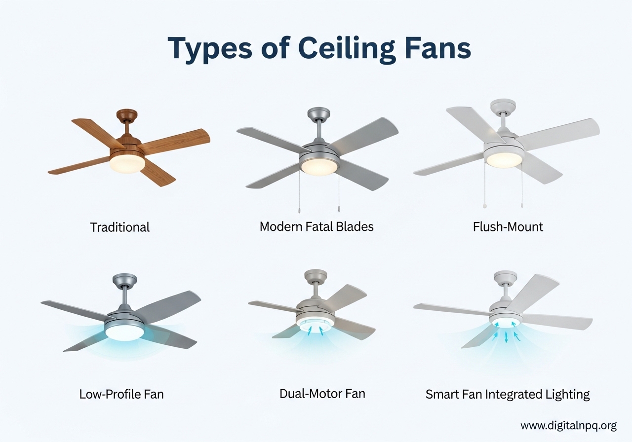 Types of Ceiling Fans 2026: Complete Guide to Motors & Sizes