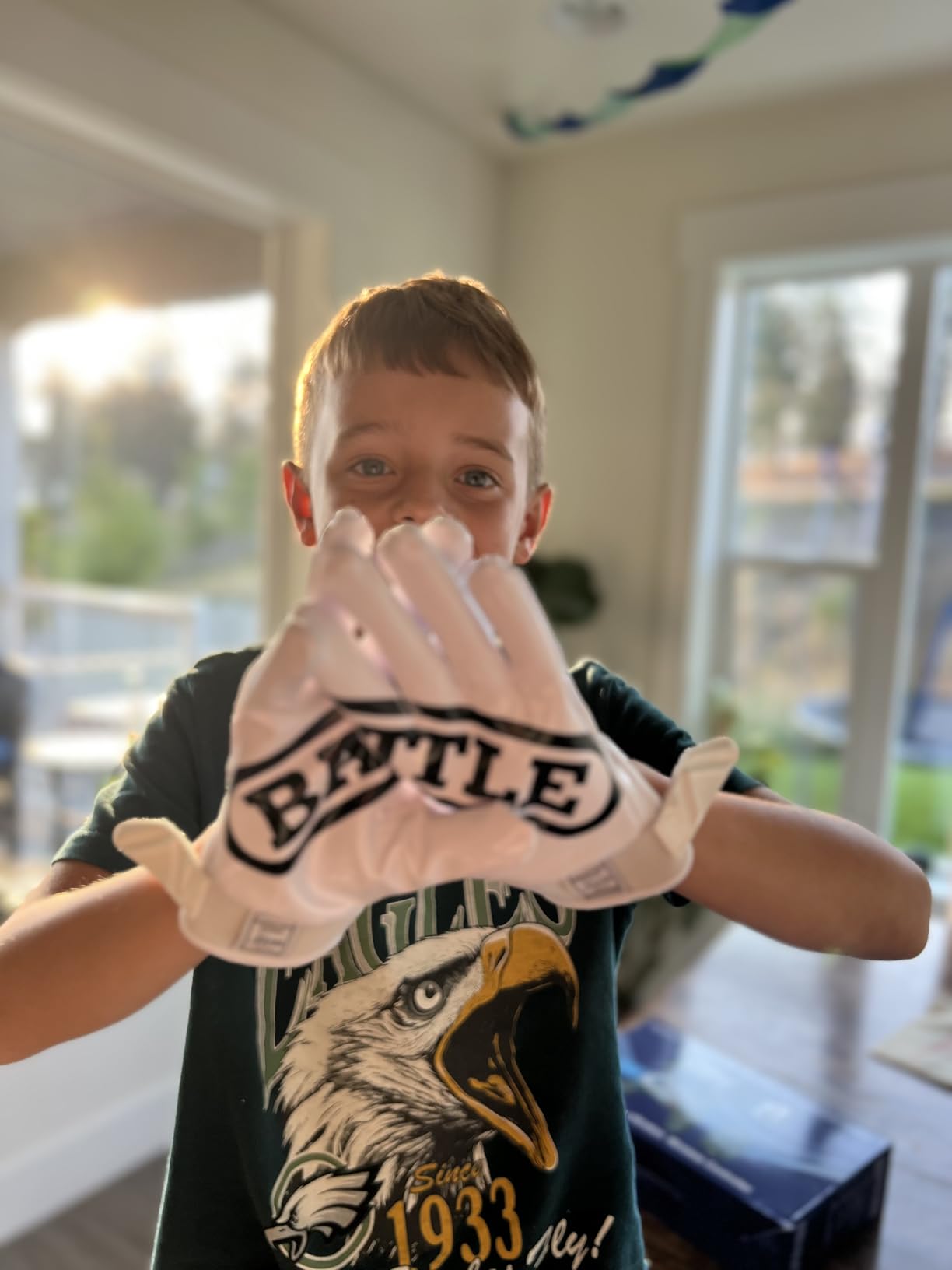 Battle Double Threat Wide Receiver Football Gloves - Ultra Stick Grip, Compression Fit, Youth & Adult customer photo 2