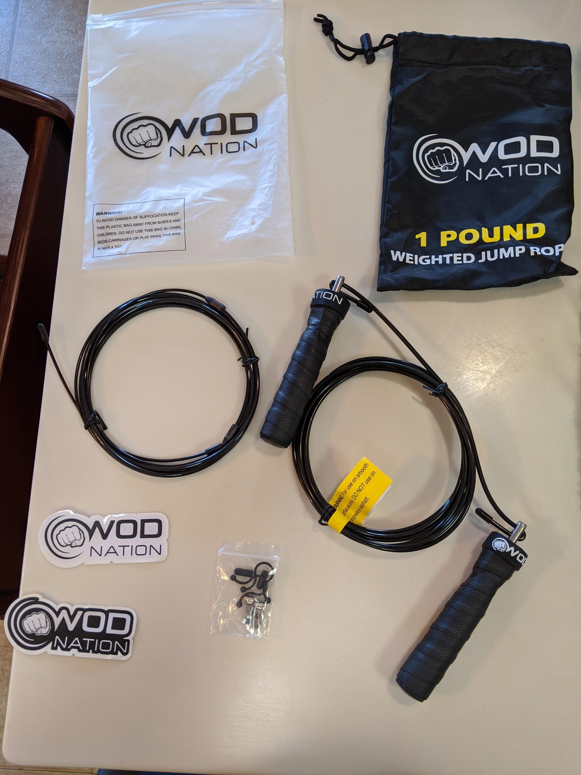 WOD Nation Weighted Jump Rope for Women & Men - 1 Pound (1LB) Adjustable Heavy Speed Jump Rope Handles with Removable Weights 4Crossfit, Cross Training, Boxing. customer photo 1