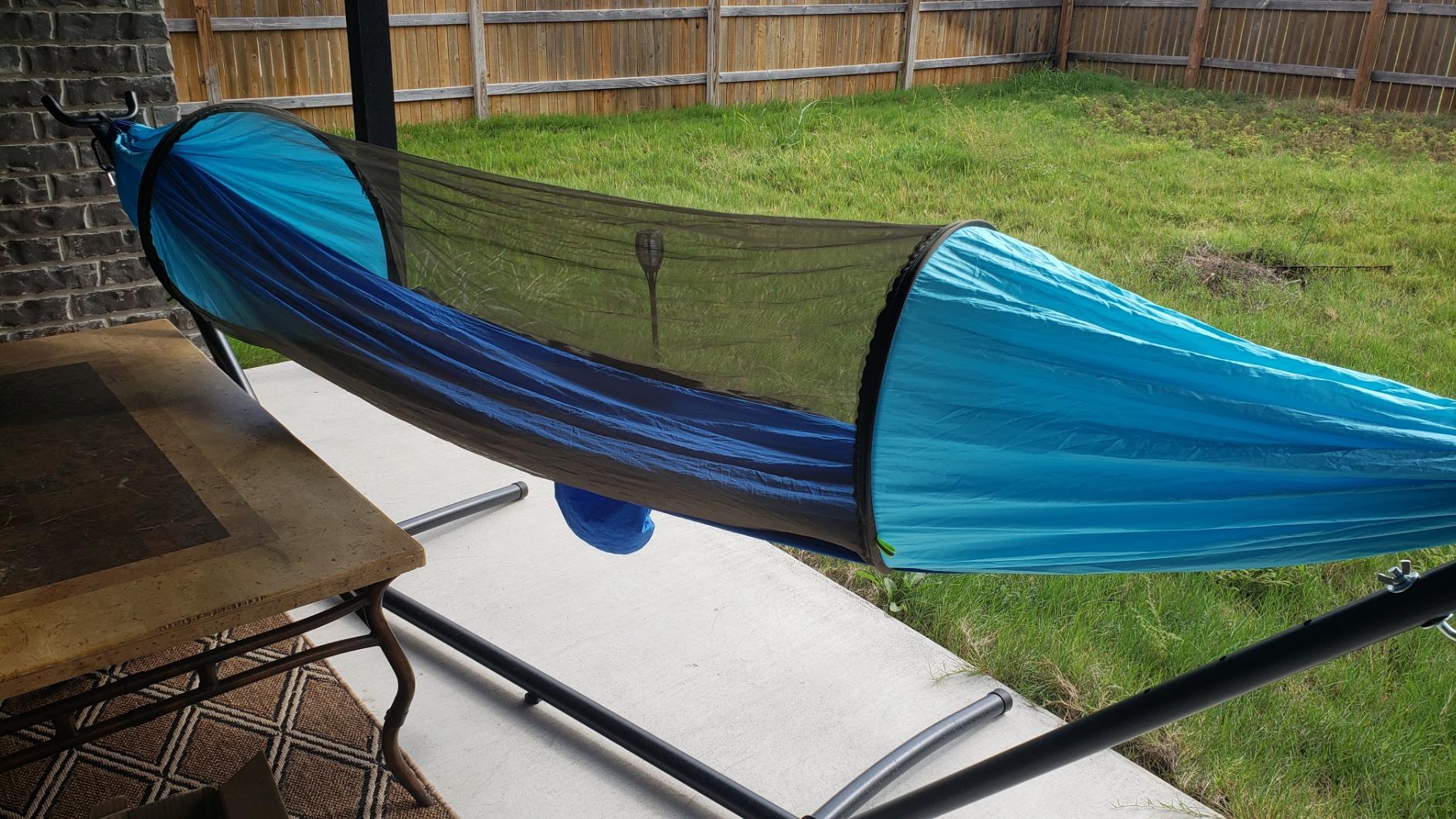G4Free Large Camping Hammock with Mosquito Net and Rain Fly - 2 Person Portable Hammock with Bug Net and Tent Tarp customer photo 2