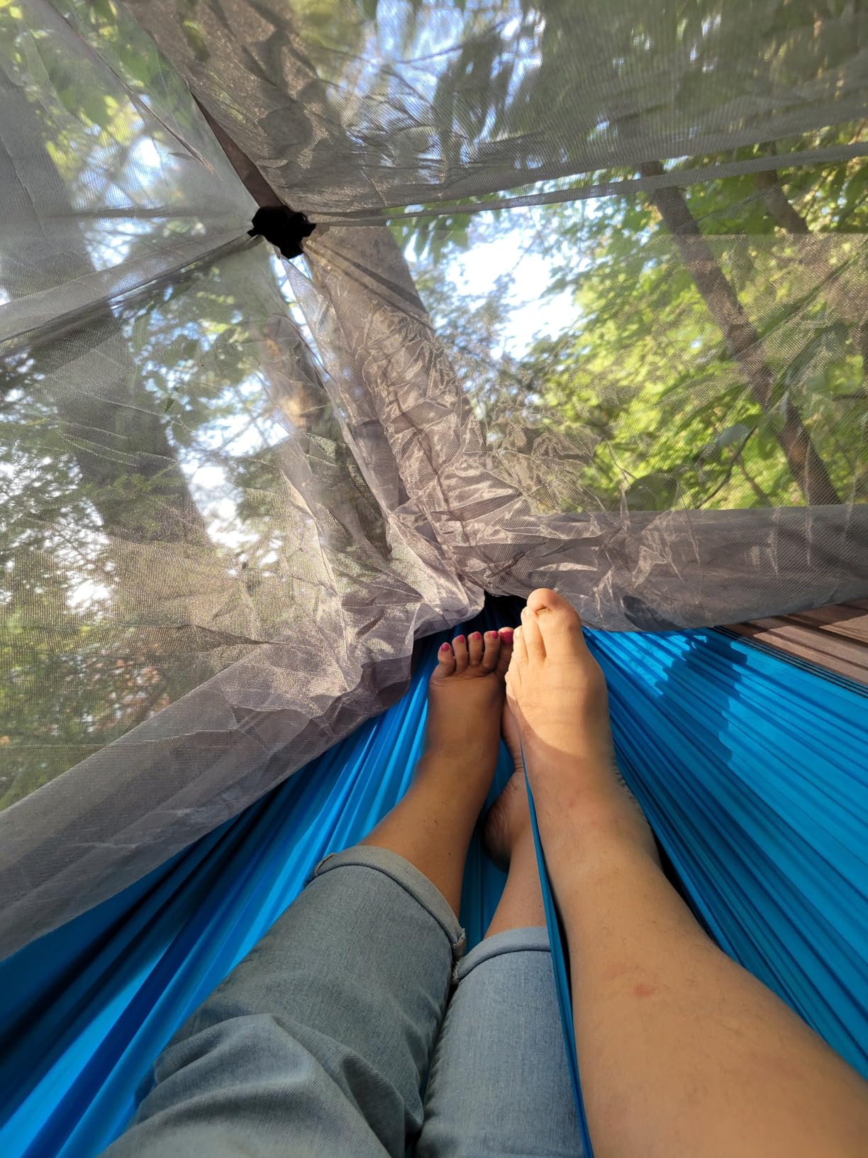Qevooon Camping Hammock with Net, Travel Portable Lightweight Hammocks with Tree Straps and Solid D-Shape Carabiners customer photo 1