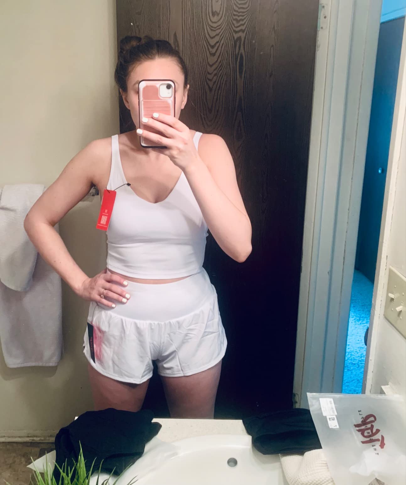 THE GYM PEOPLE Womens High Waisted Running Shorts Quick Dry Athletic Workout Shorts with Mesh Liner Zipper Pockets customer photo 1