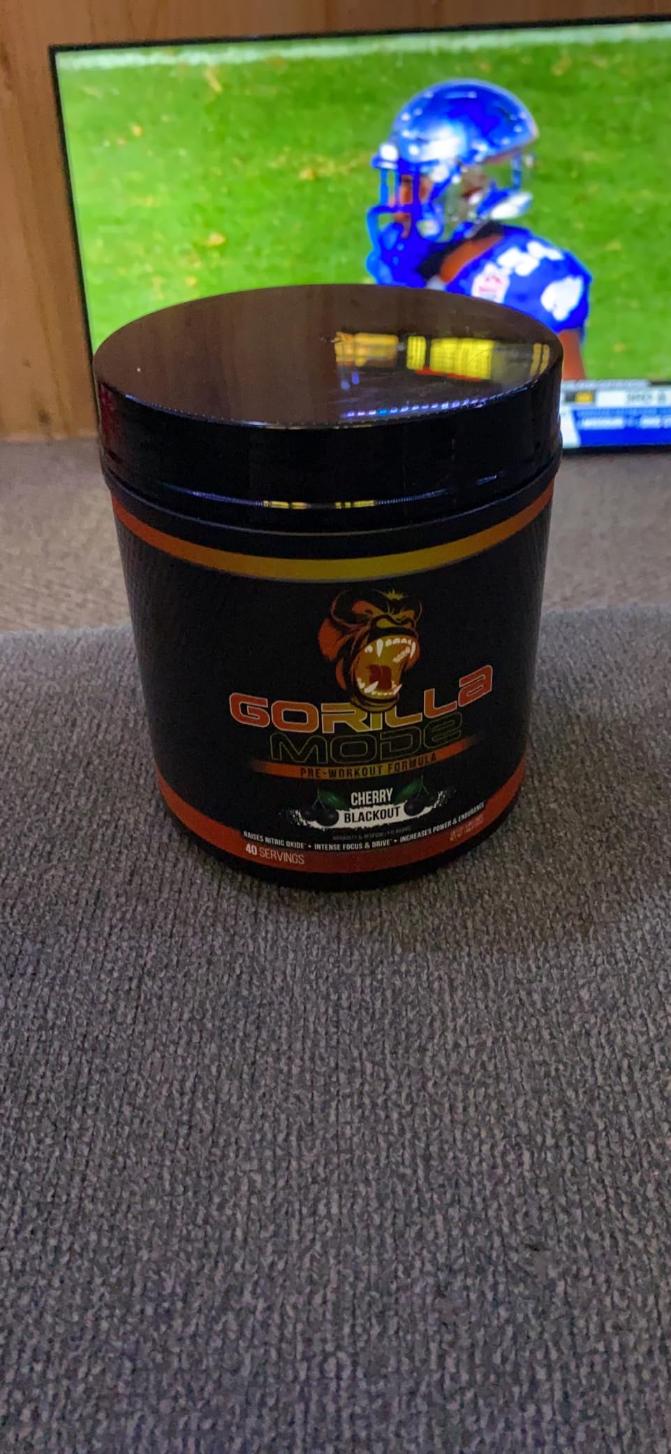 Gorilla Mode Pre Workout - Massive Pumps Laser Focus Energy Power - L-Citrulline, Creatine, L-Tyrosine, Betaine, Hydroprime, Alpha-GPC, 400mg Caffeine, Huperzine A - 812g (Cherry) customer photo 2