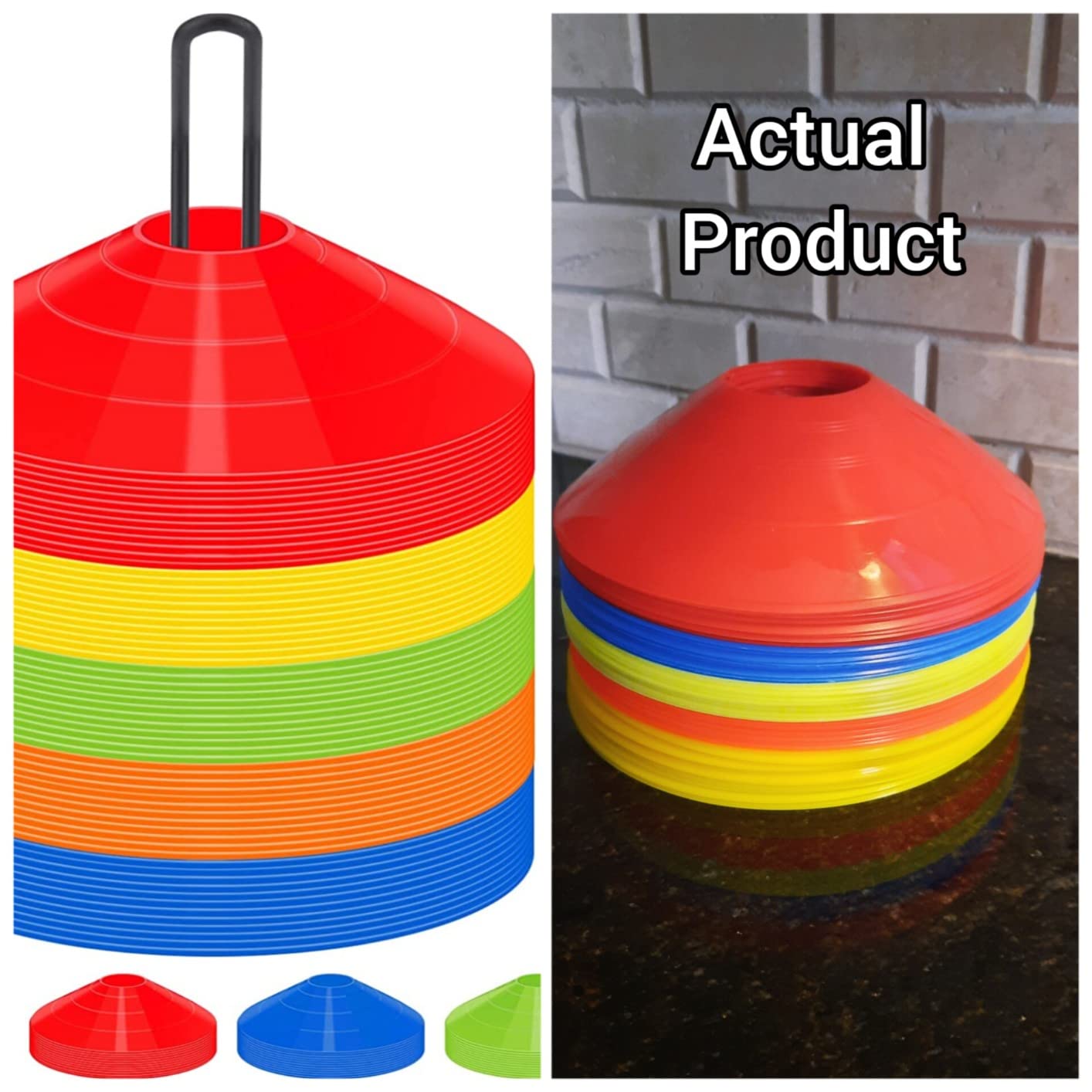 60/120 Pack Agile Soccer Cones with Portable Bags & Brackets, Sports Cones, Cones for Sports Training, Soccer Cones for Training, Soccer Training Equipment, Agile Soccer Cones Used for Football Training customer photo 1