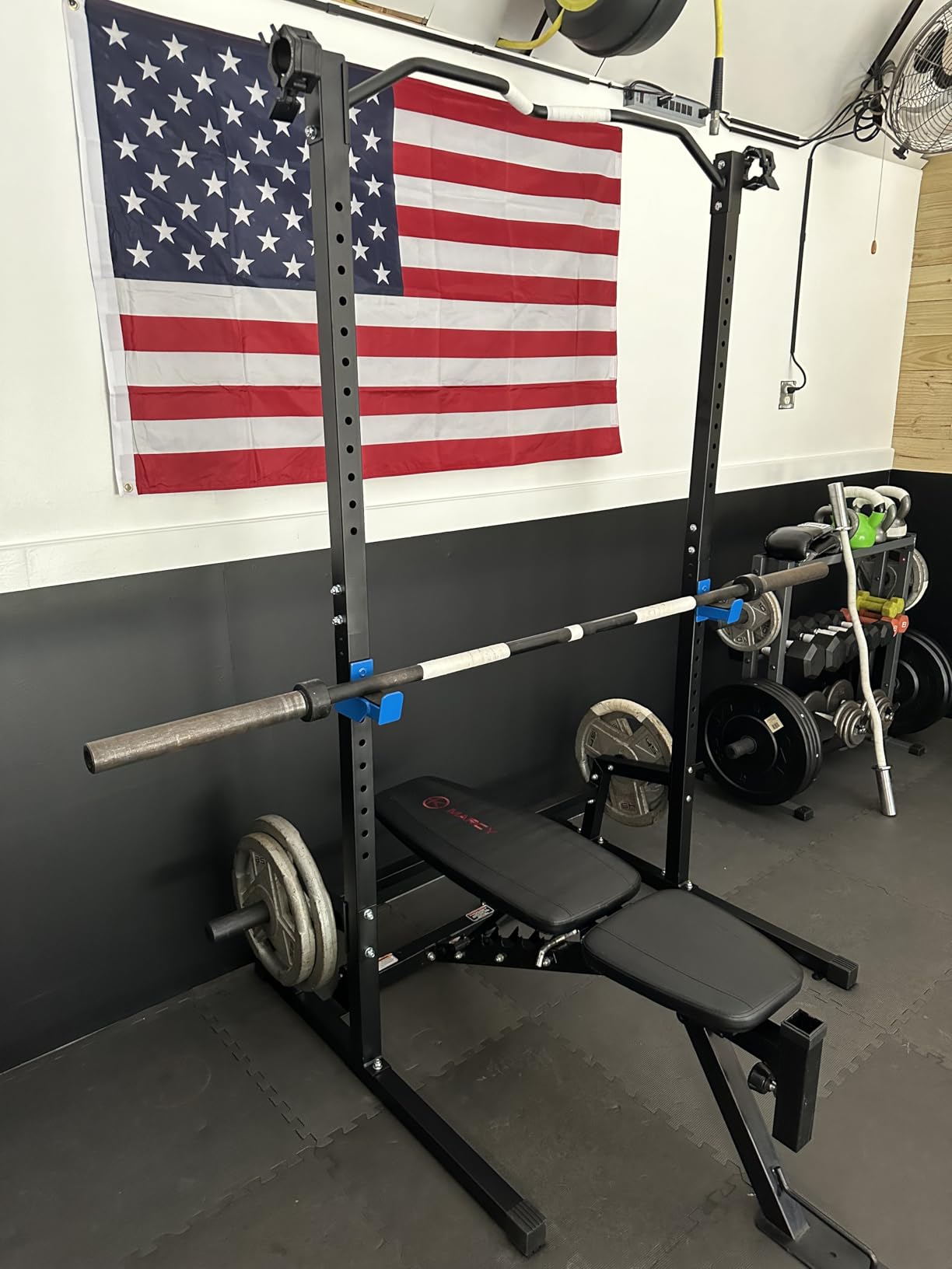BEKING Squat Rack, All-in-ONE Power Rack Cage with Pull Up Bar, Adjustable Power Cage with Barbell Rack & Weight Plate Storage, Strength Training Workout Station for Home Gym Fitness, Space-Saving Design customer photo 2