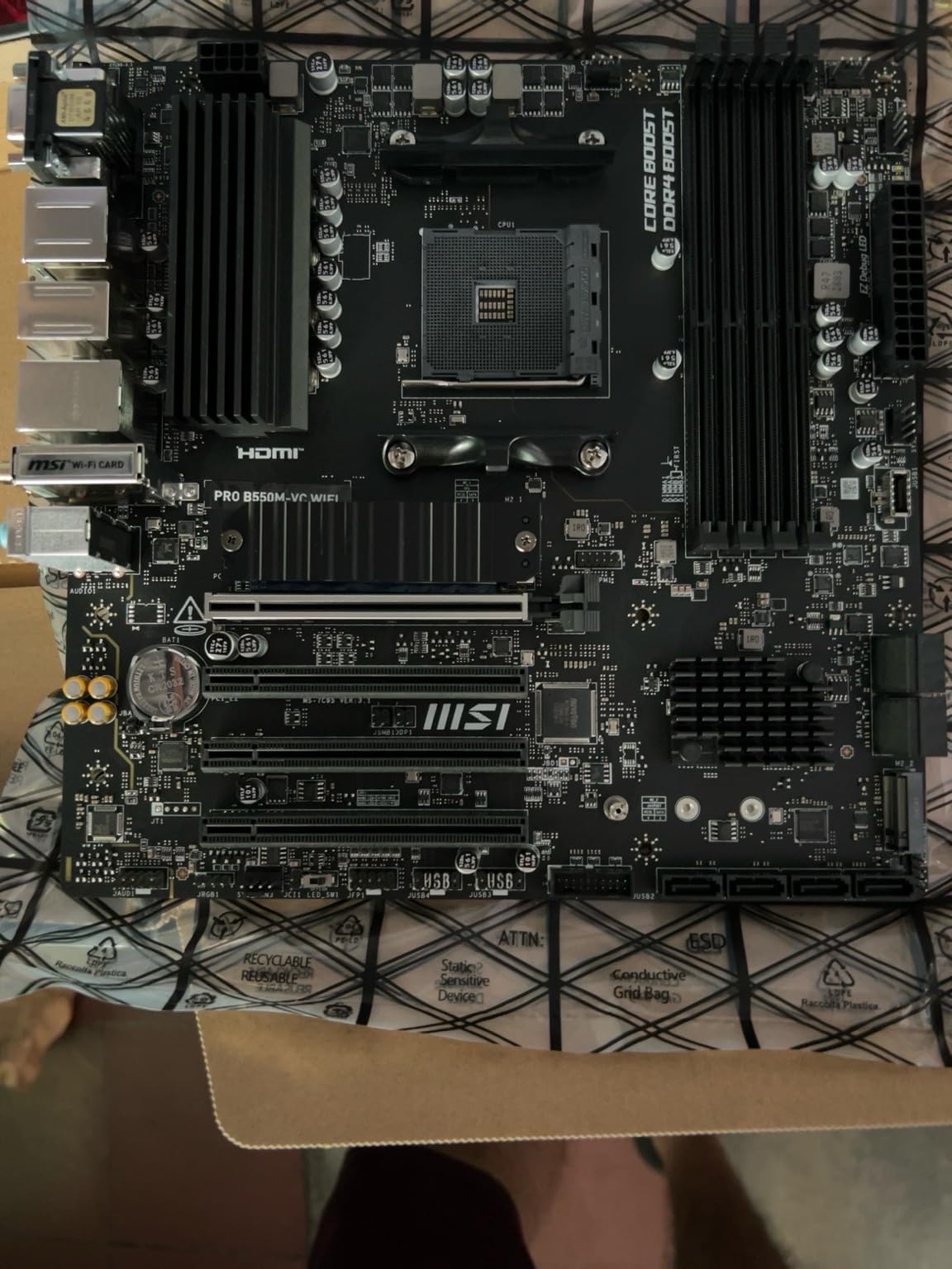 MSI PRO B550M-VC WiFi ProSeries Motherboard (AMD Ryzen 5000 Series, AM4, DDR4, PCIe 4.0, SATA 6Gb/s, M.2, USB 3.2 Gen 2, HDMI/DP, Wi-Fi 6E, Bluetooth 5.2, mATX) customer photo 1